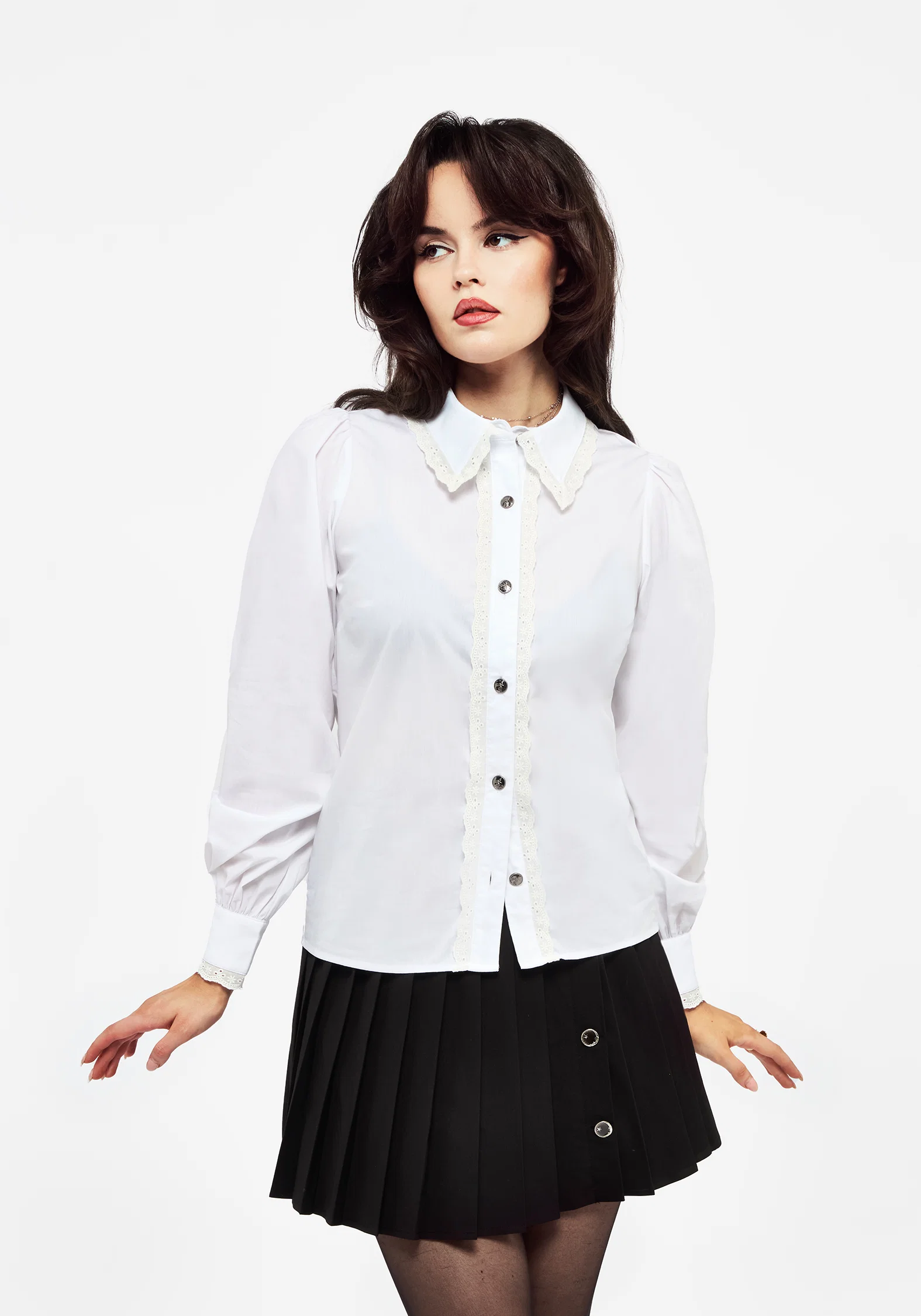 Grace Lace Trim Button Up Shirt - Image 5