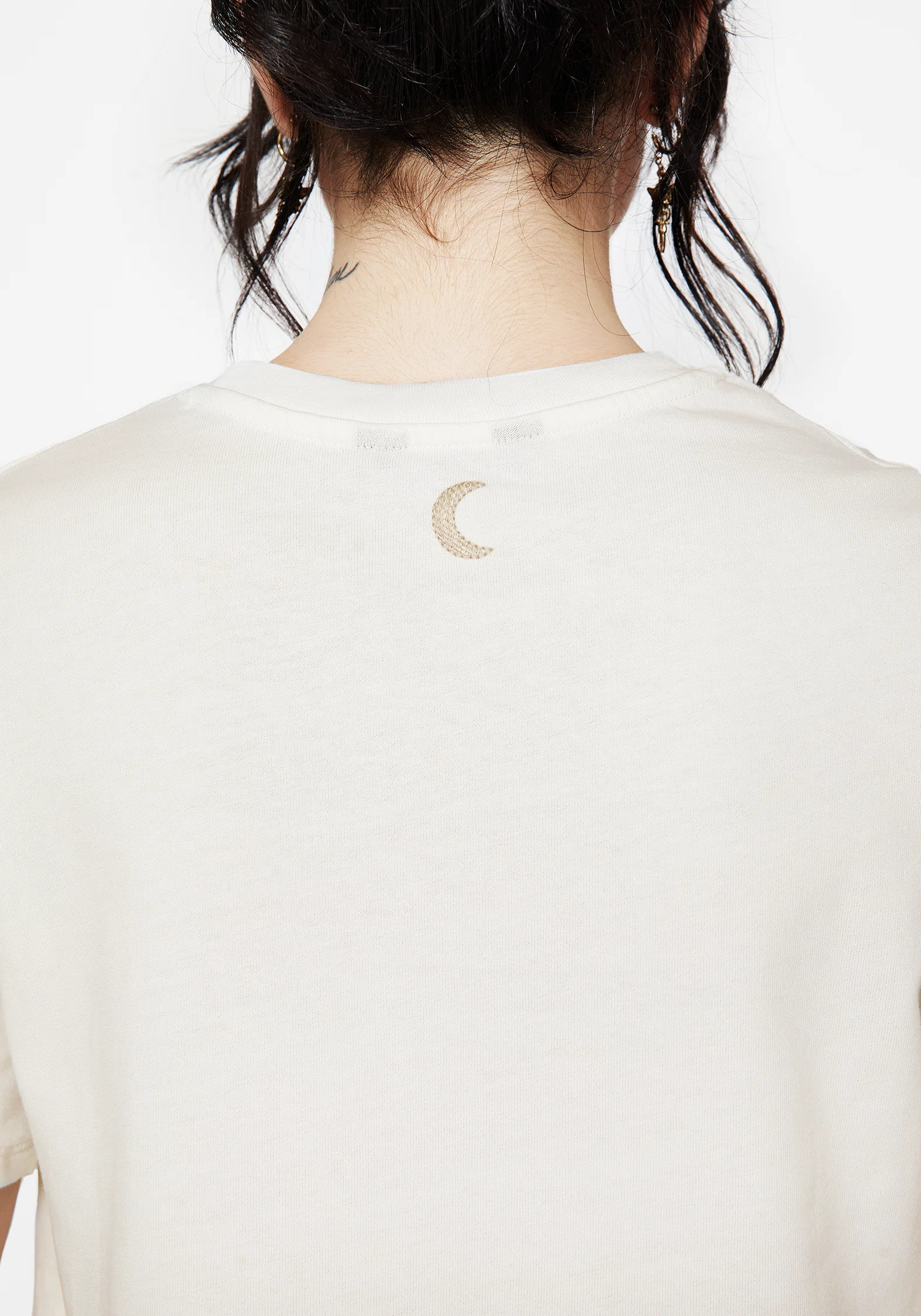 Griffinfly Cotton Embroidered Jersey Cropped T-Shirt - Image 3