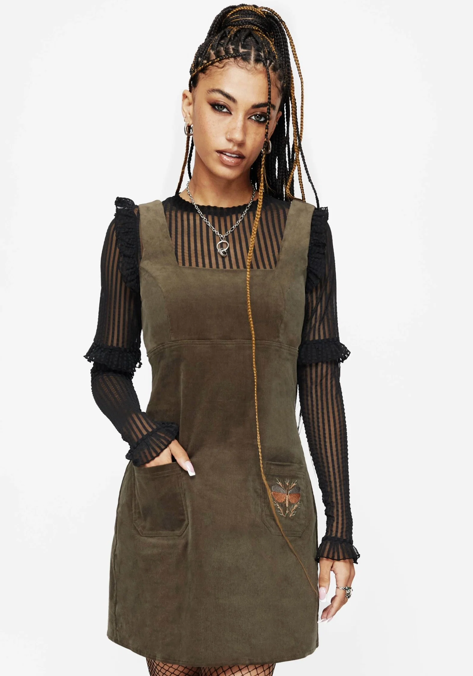 Griffinfly Embroidered Cord Mini Dress - Image 4