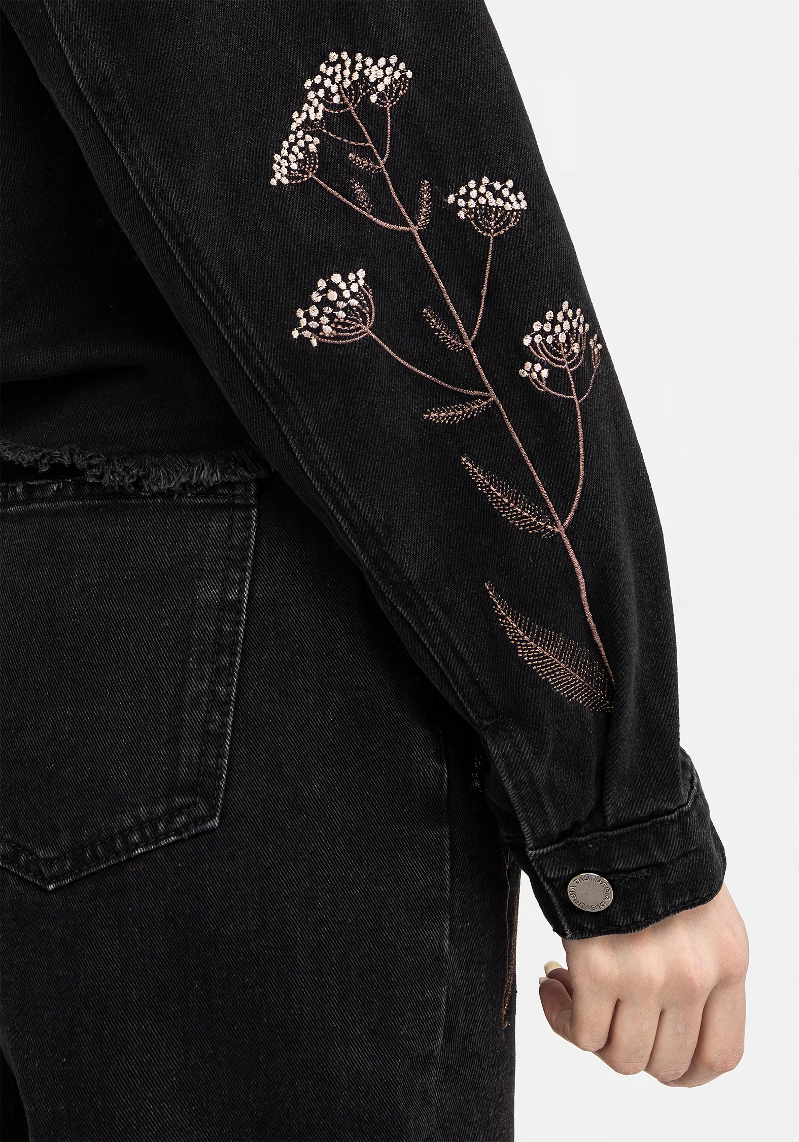 Griffinfly Embroidered Distressed Denim Jacket - Image 6