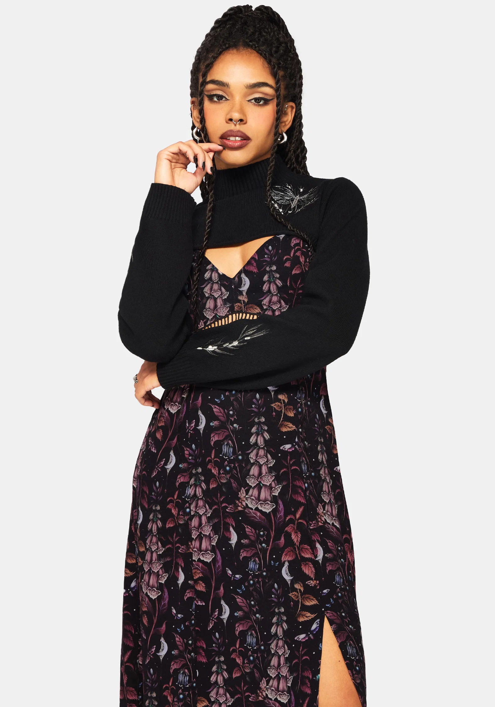 Griffinfly Embroidered Extreme Crop Knit Jumper - Image 4