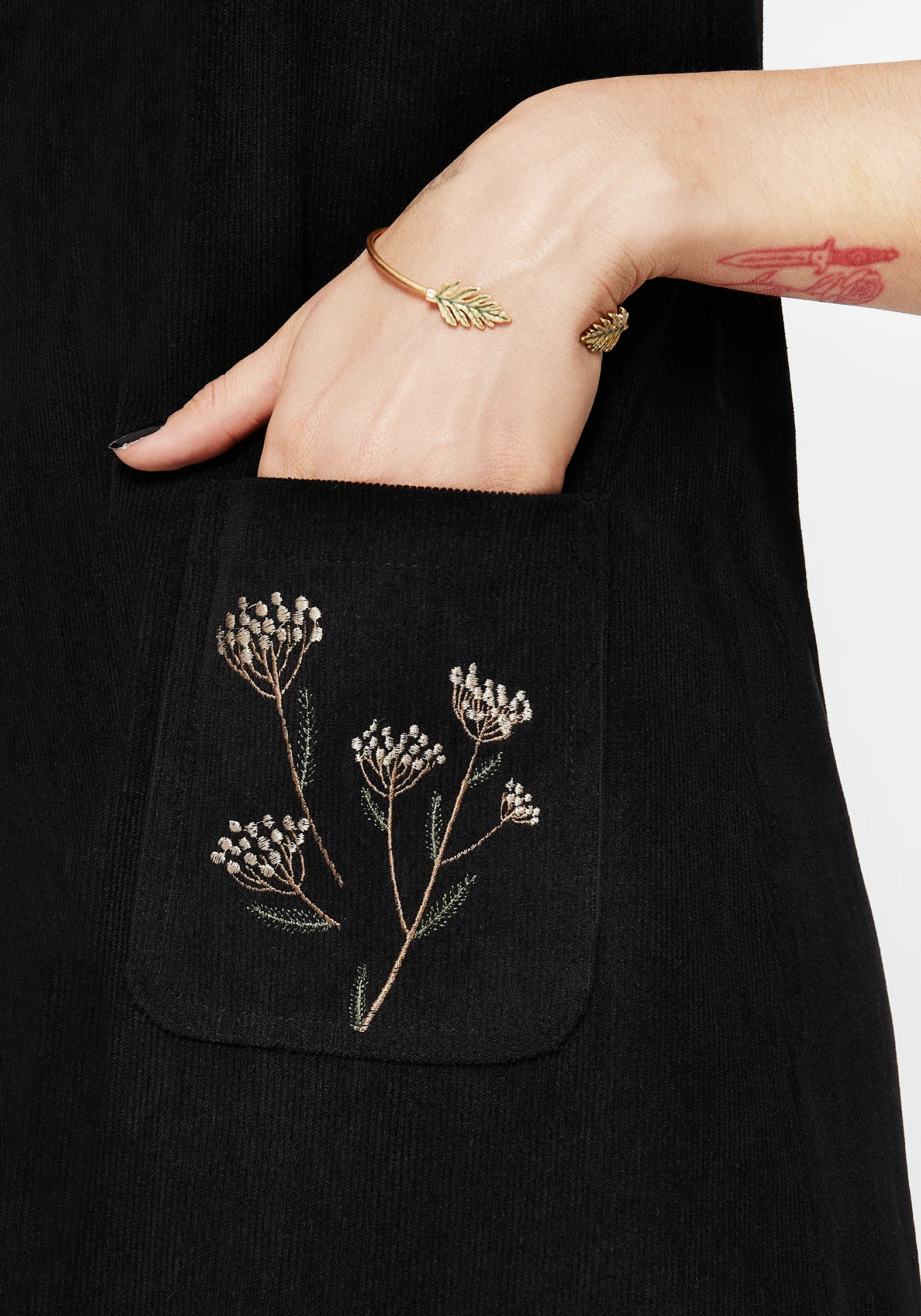 Griffinfly Embroidered Pocket Cord Mini Dress - Image 6