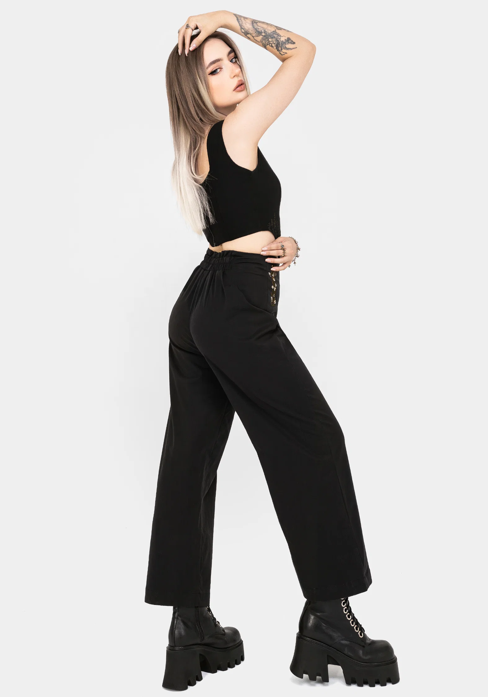 Harmony Embroidered Cropped Trouser - Image 3