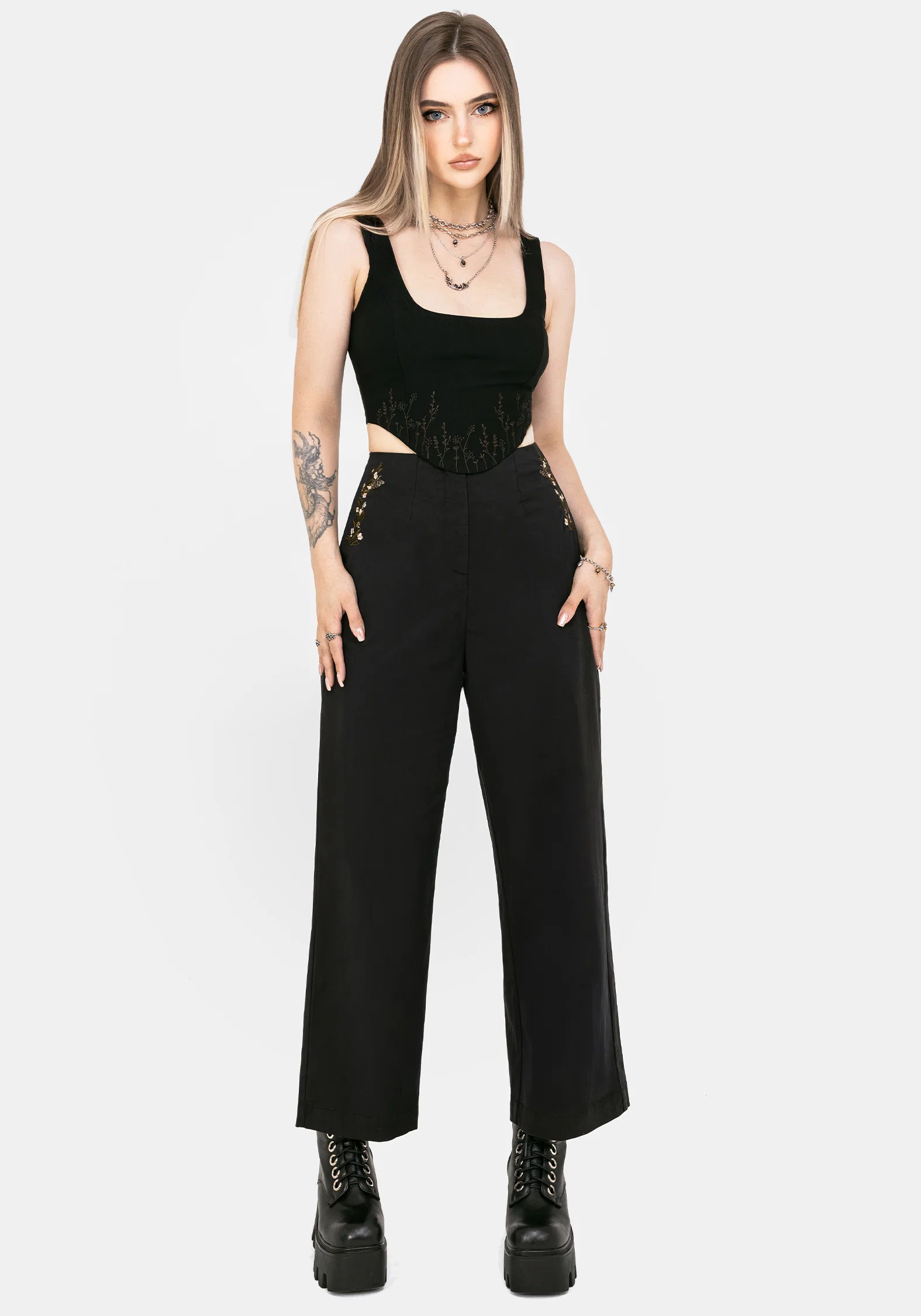 Harmony Embroidered Cropped Trouser - Image 4