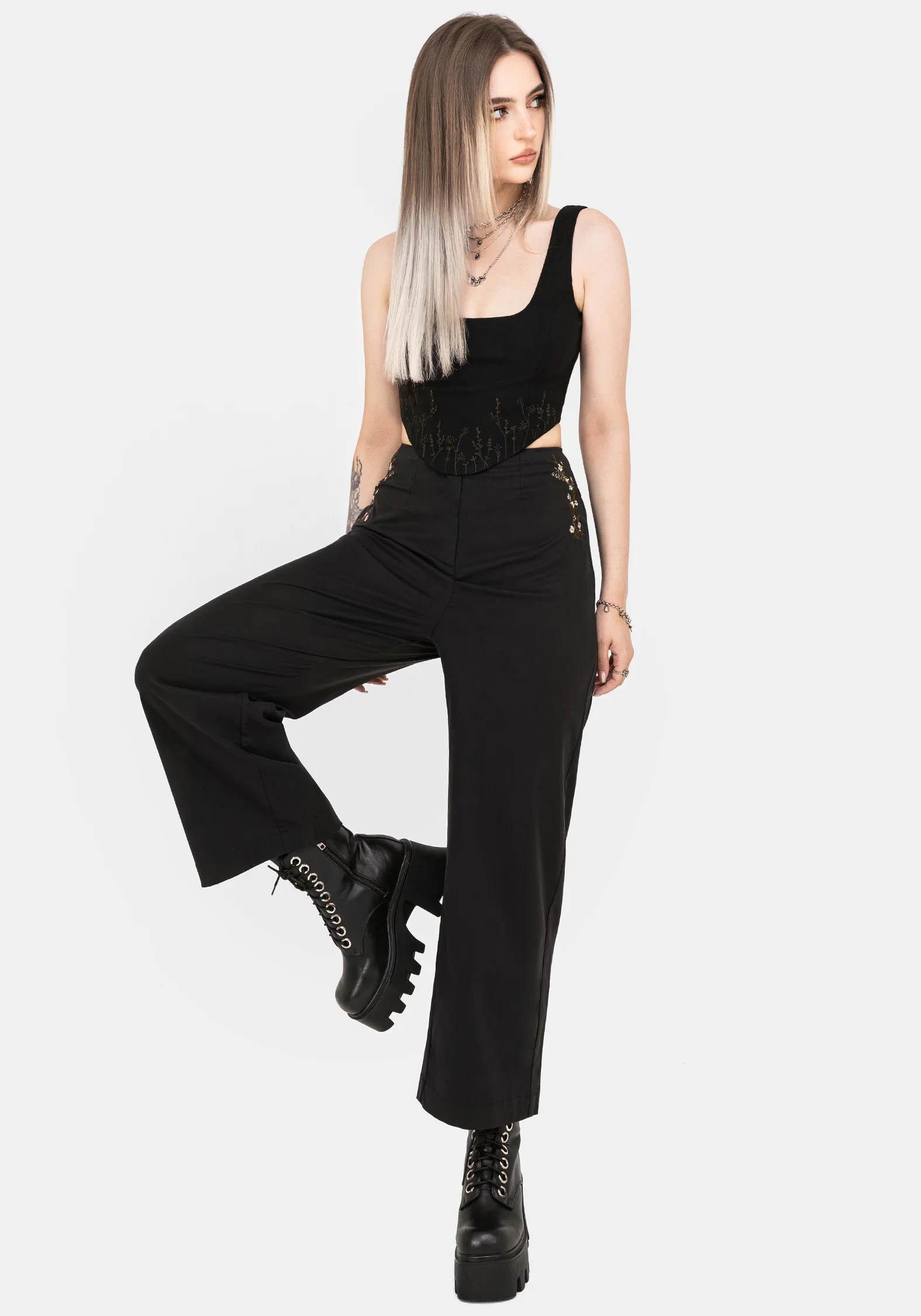 Harmony Embroidered Cropped Trouser - Image 5