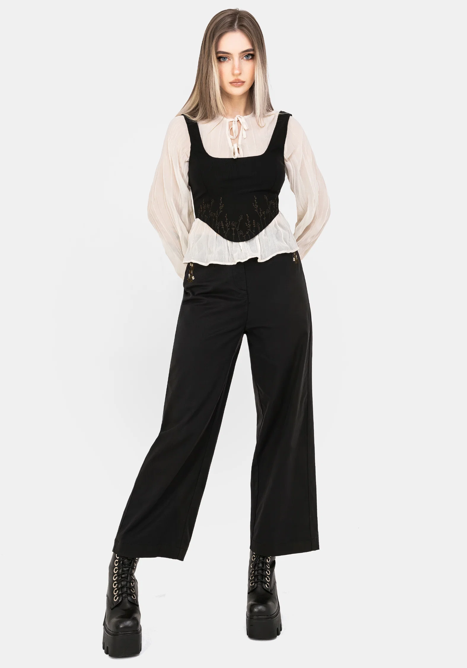 Harmony Embroidered Cropped Trouser - Image 7