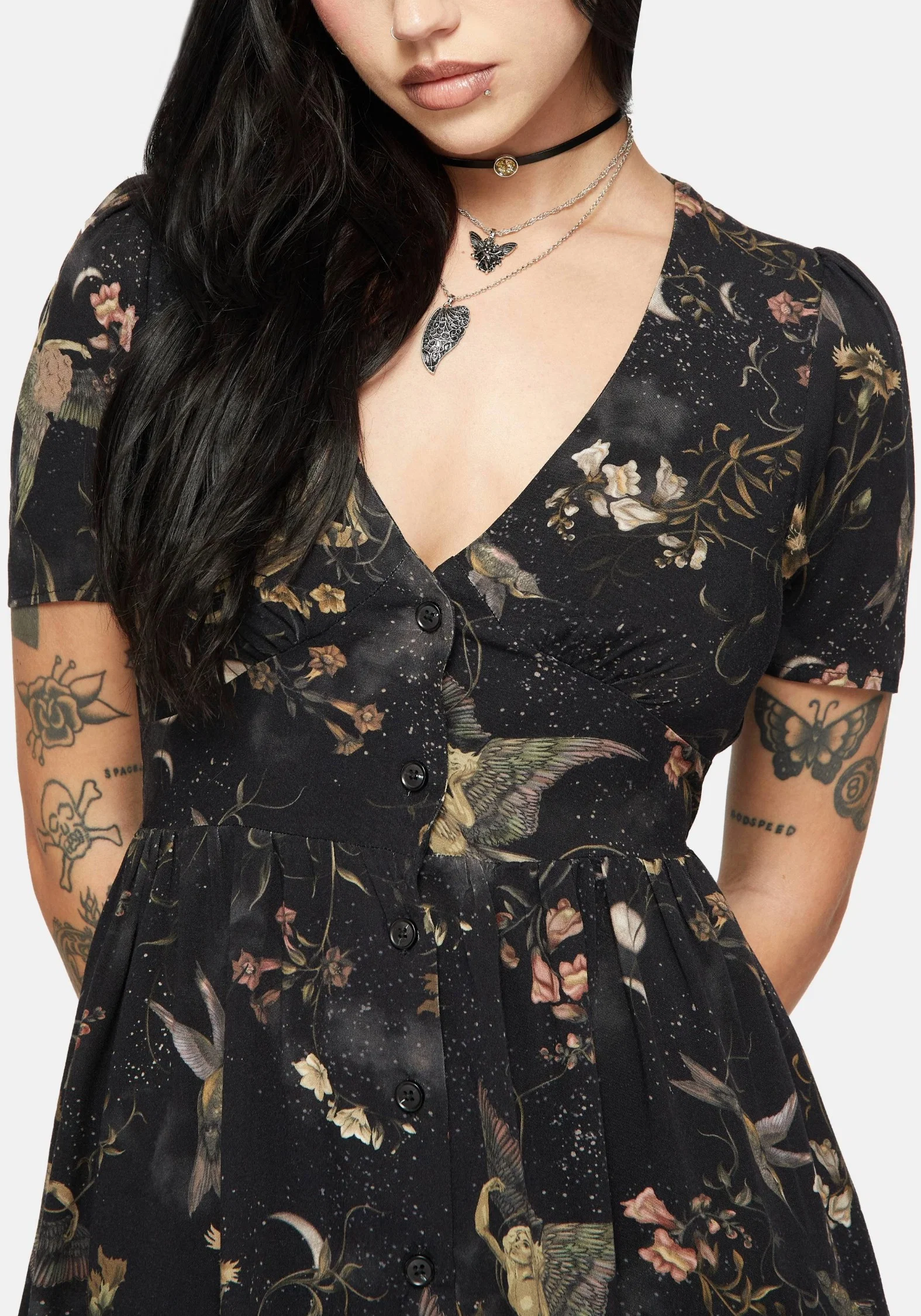 Harpyiai Print Button Up Mini Dress - Image 2