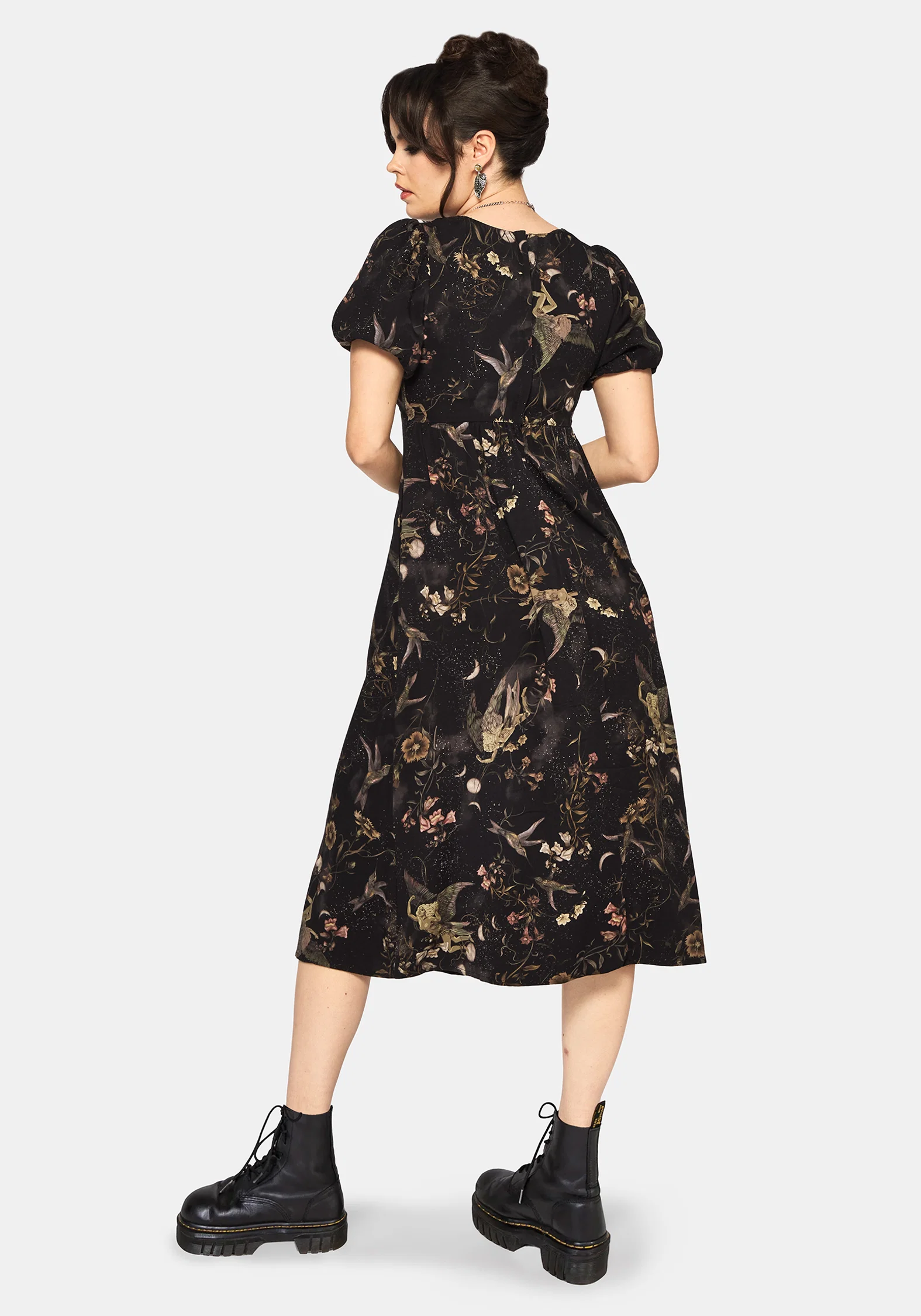 Harpyiai Print Puff Sleeve Midi Dress - Image 3