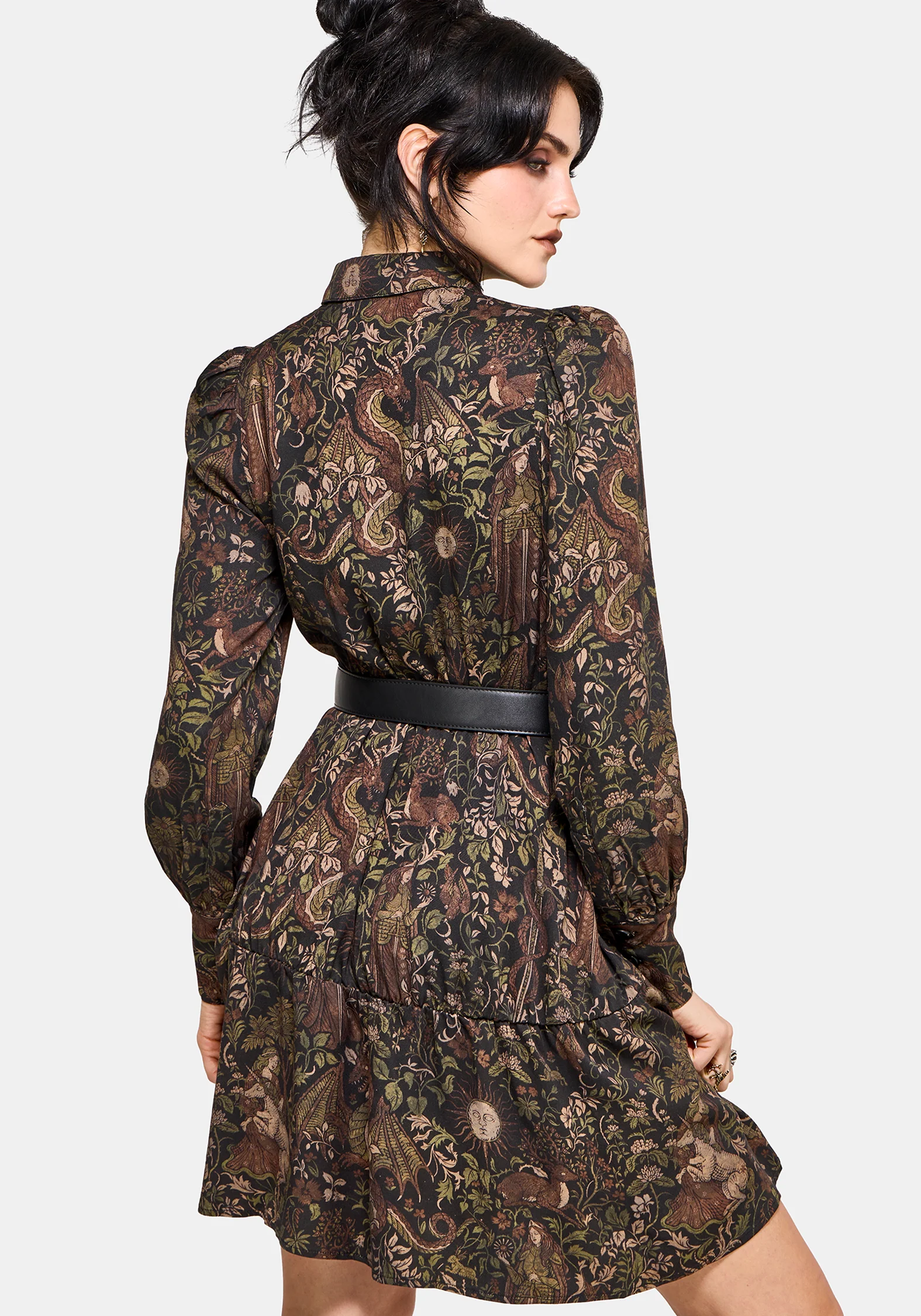 Haunt Medieval Print Mini Shirt Dress - Image 3