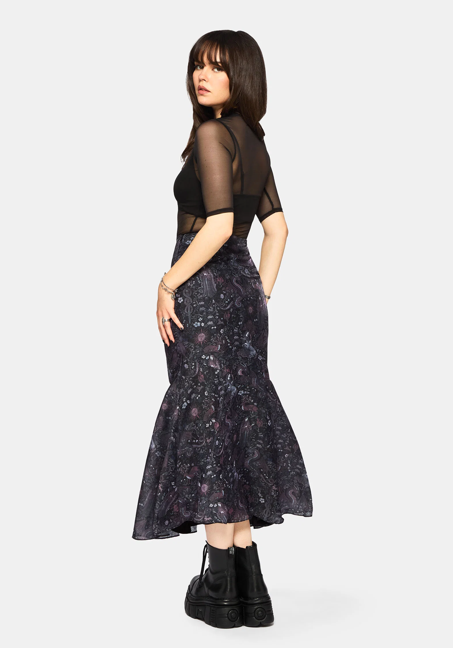 Haunt Medieval Printed Asymmetric Midaxi Skirt - Image 3