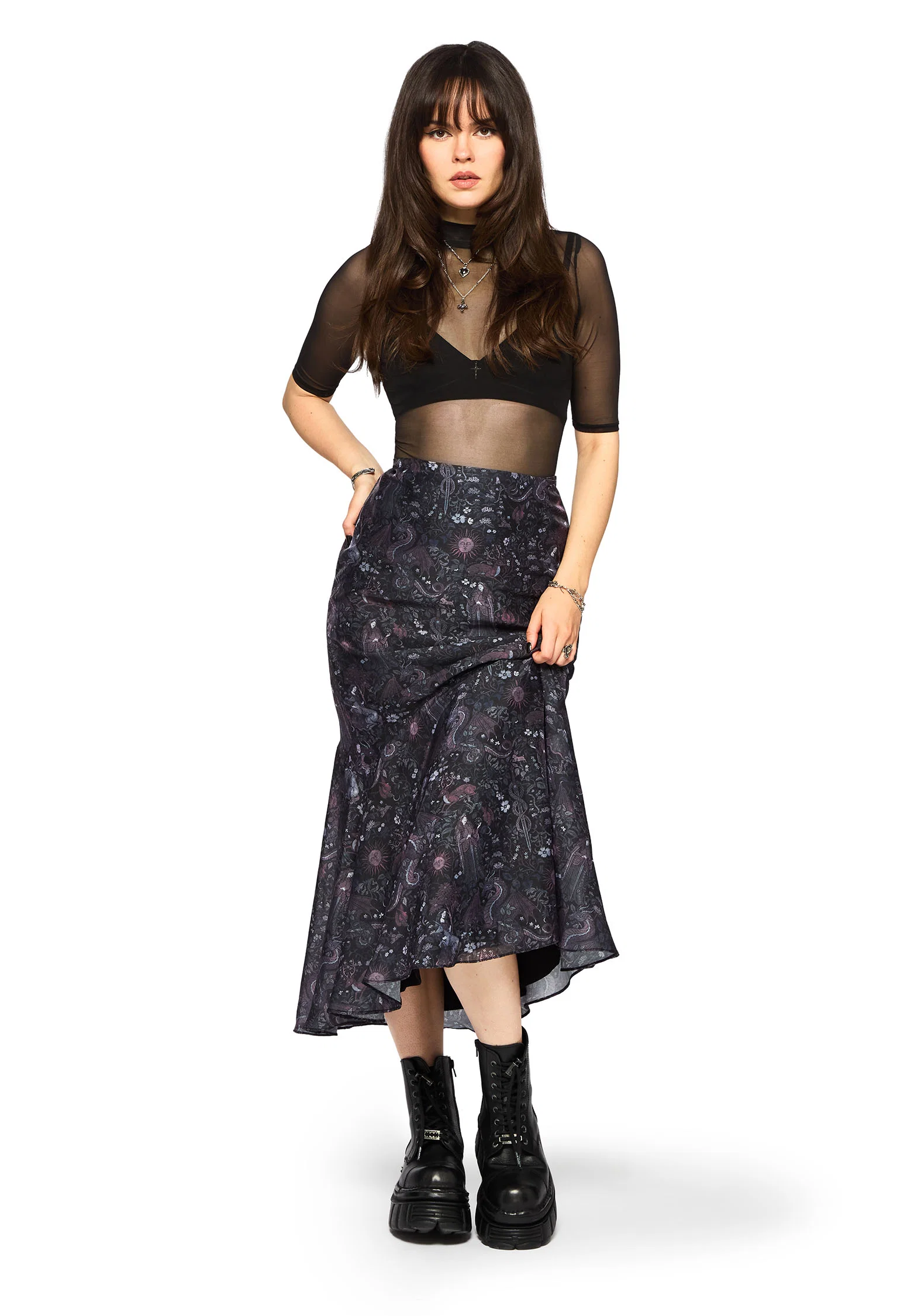 Haunt Medieval Printed Asymmetric Midaxi Skirt - Image 4