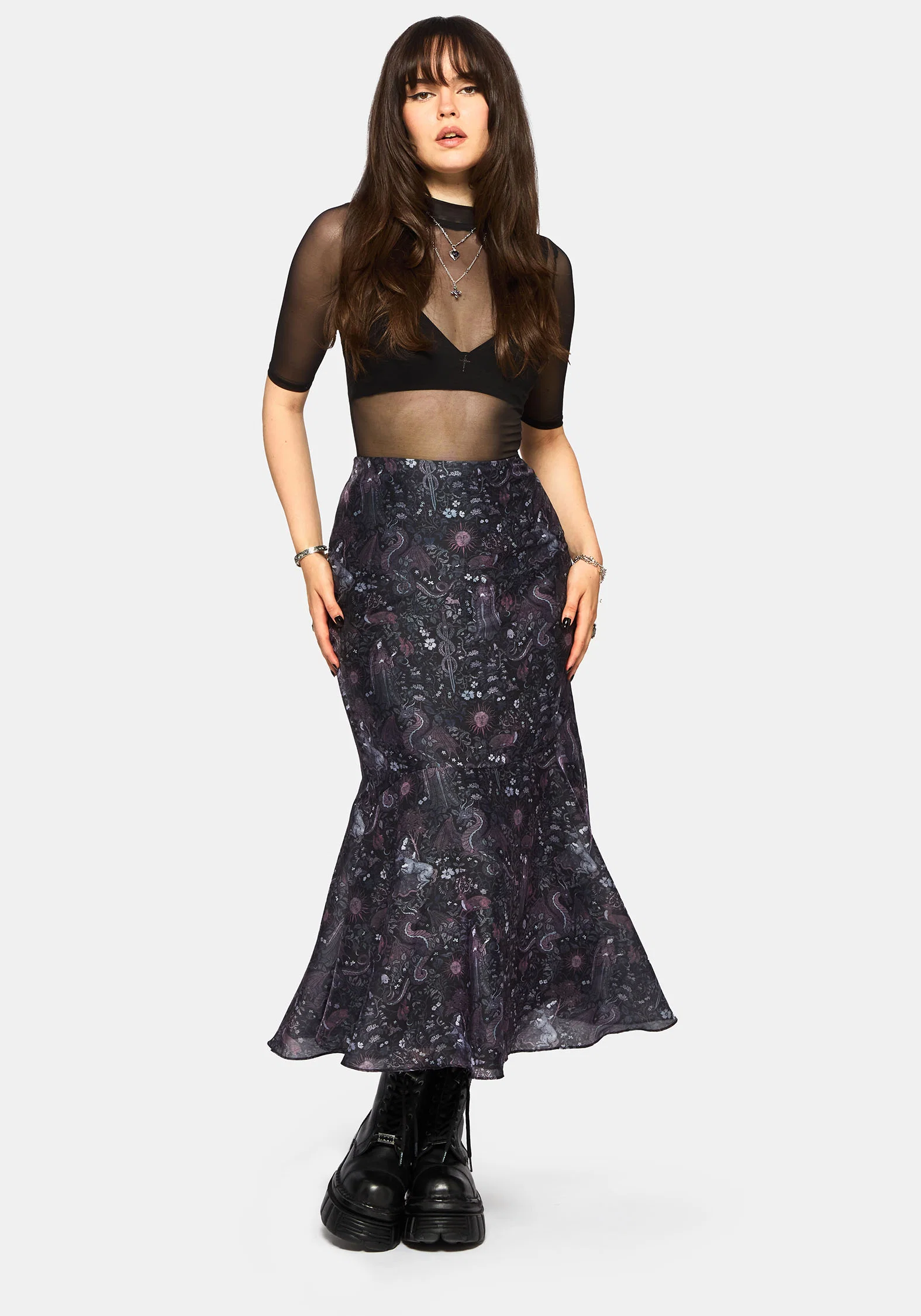 Haunt Medieval Printed Asymmetric Midaxi Skirt - Image 5