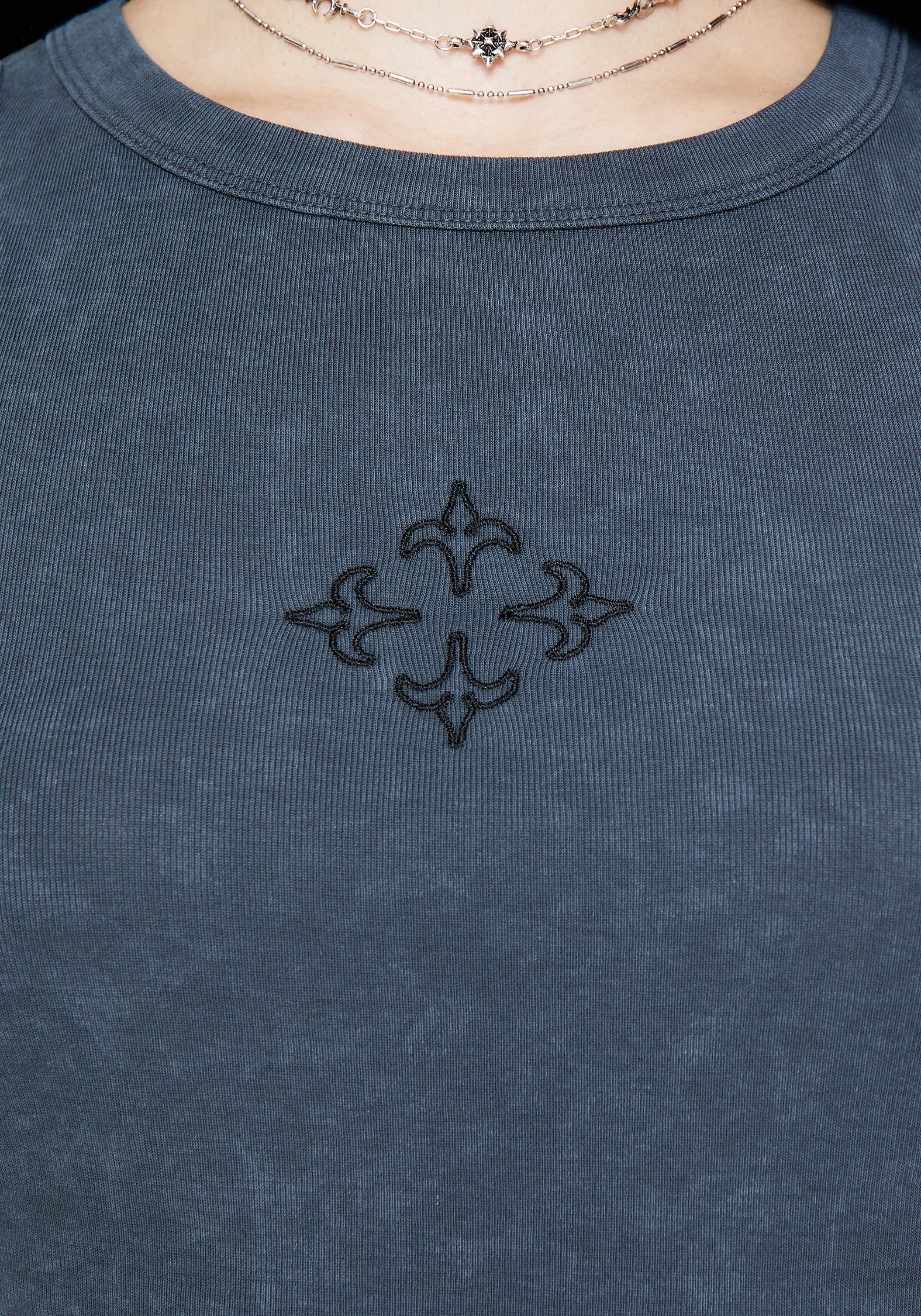 Haven Cross Embroidered Ribbed Cotton Tank Top - Image 2