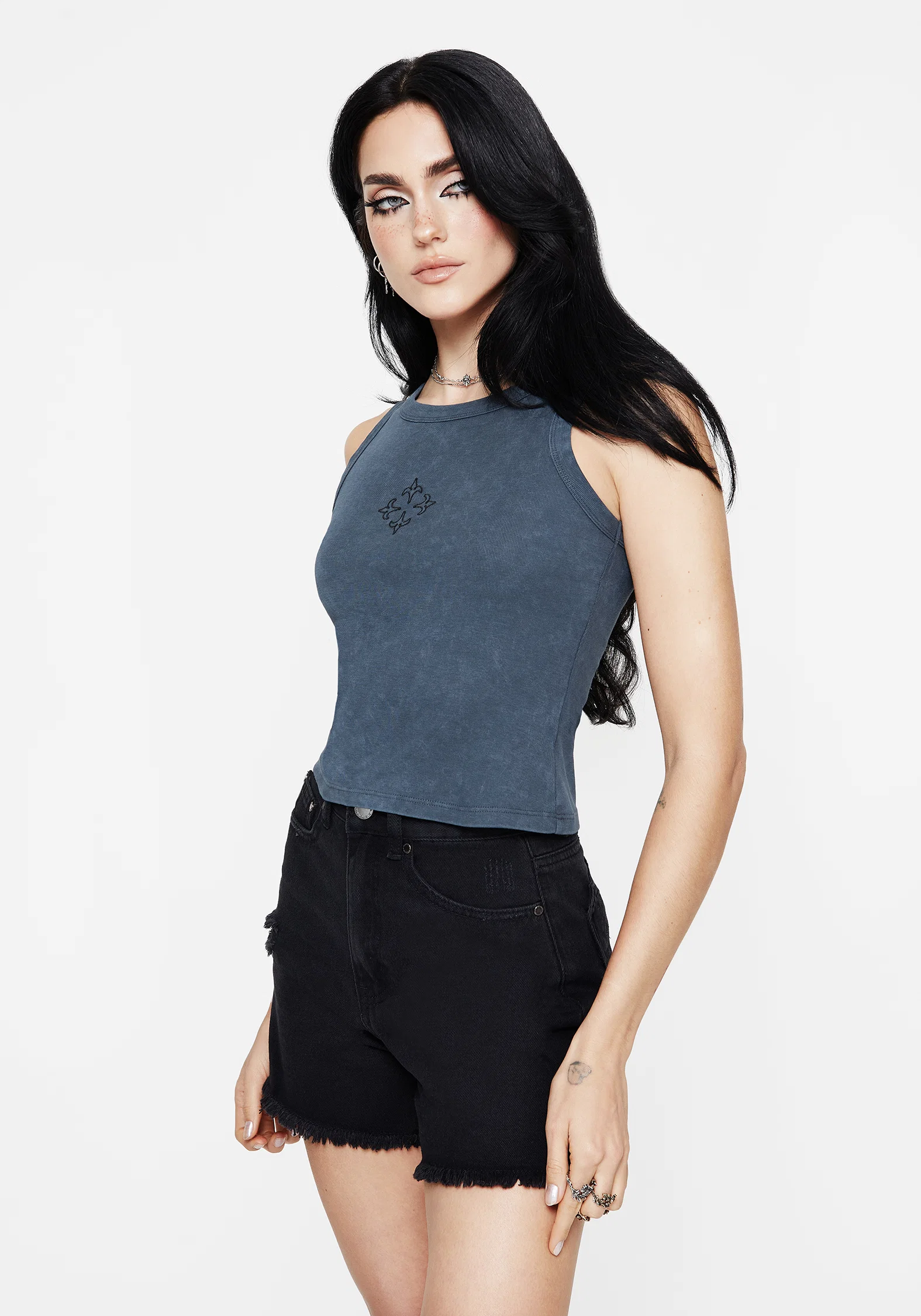 Haven Cross Embroidered Ribbed Cotton Tank Top - Image 4
