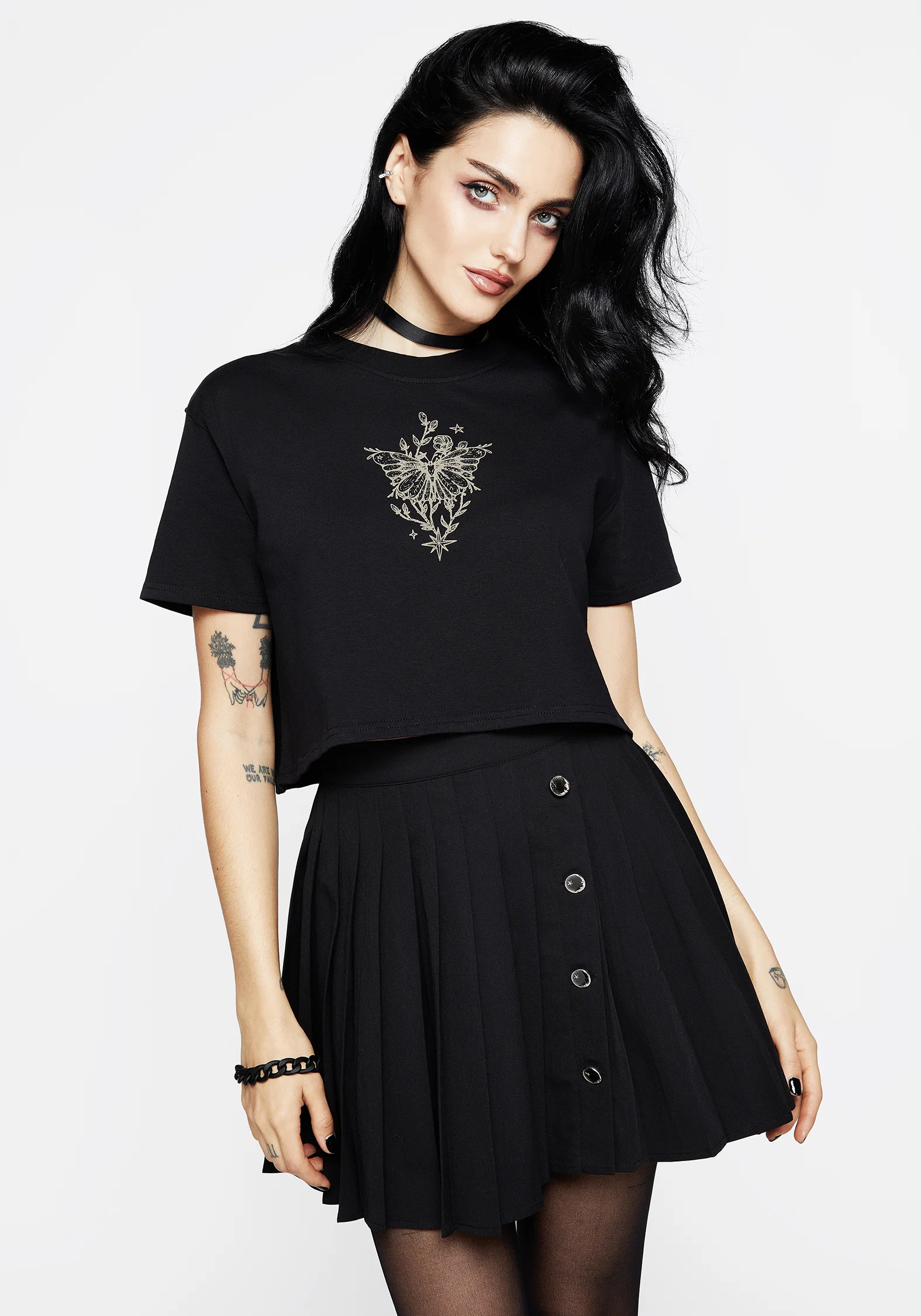 Hawkmoth Graphic Print Boxy Crop Tee - Image 4