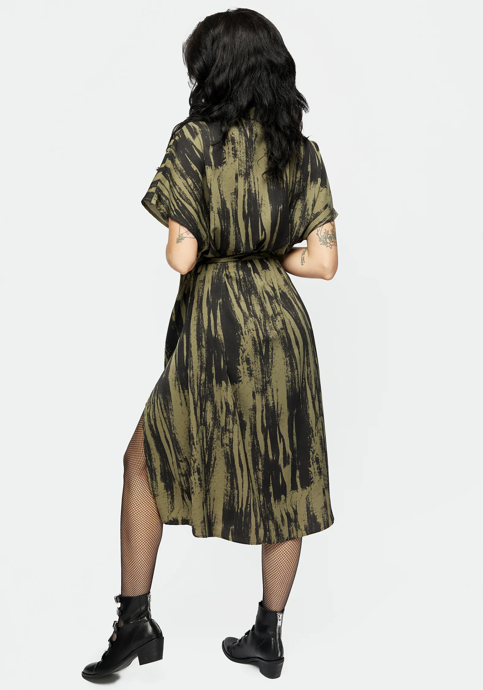 Hegemone Tie Waist Midi Shirt Dress - Image 3