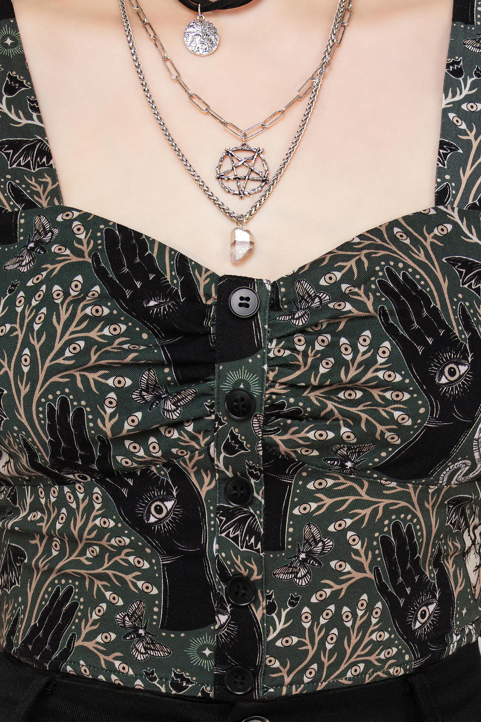Hemlock Button Up Crop Top - Green - Image 2