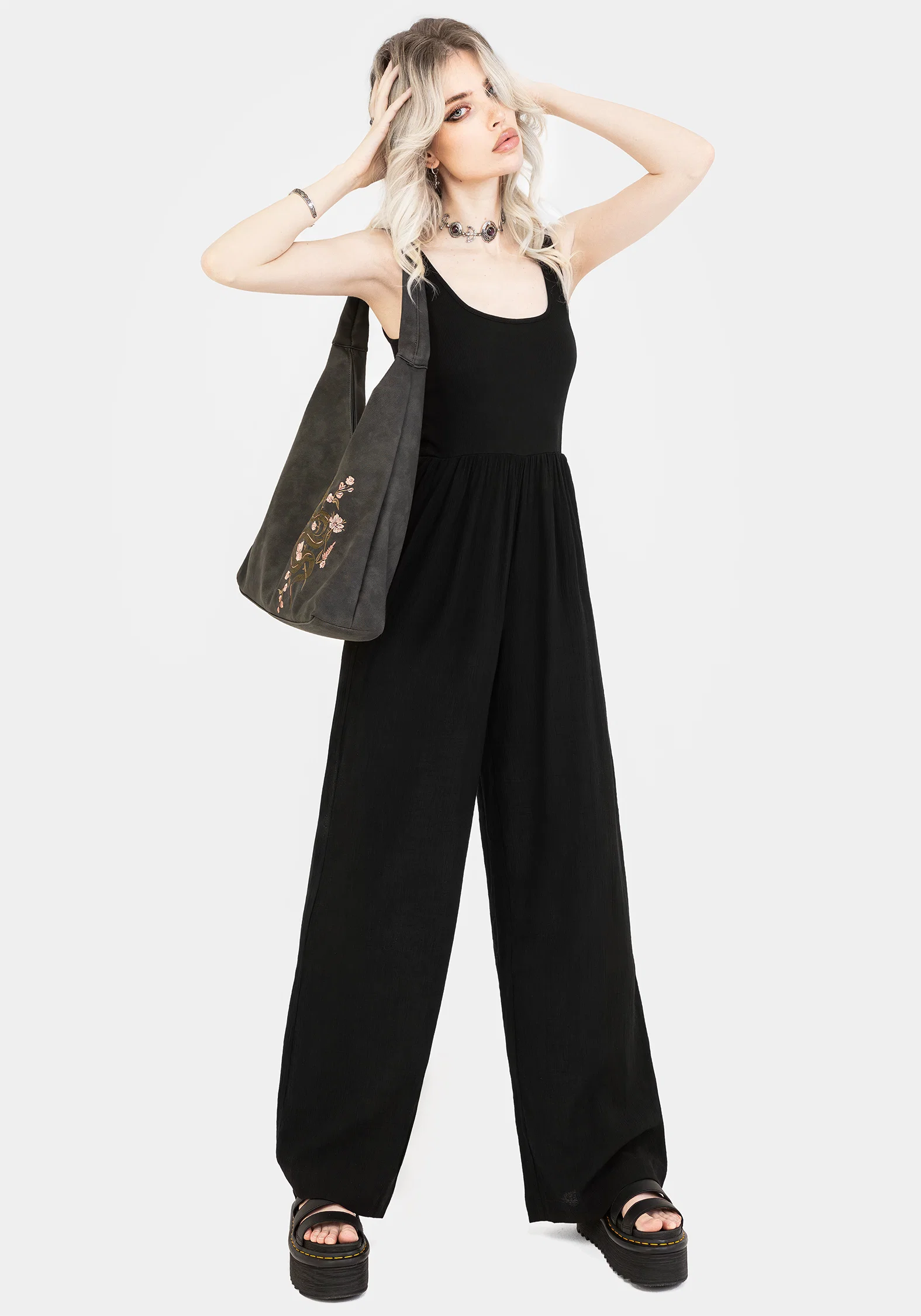Herne Contrast Wide Leg Jumpsuit - Image 4