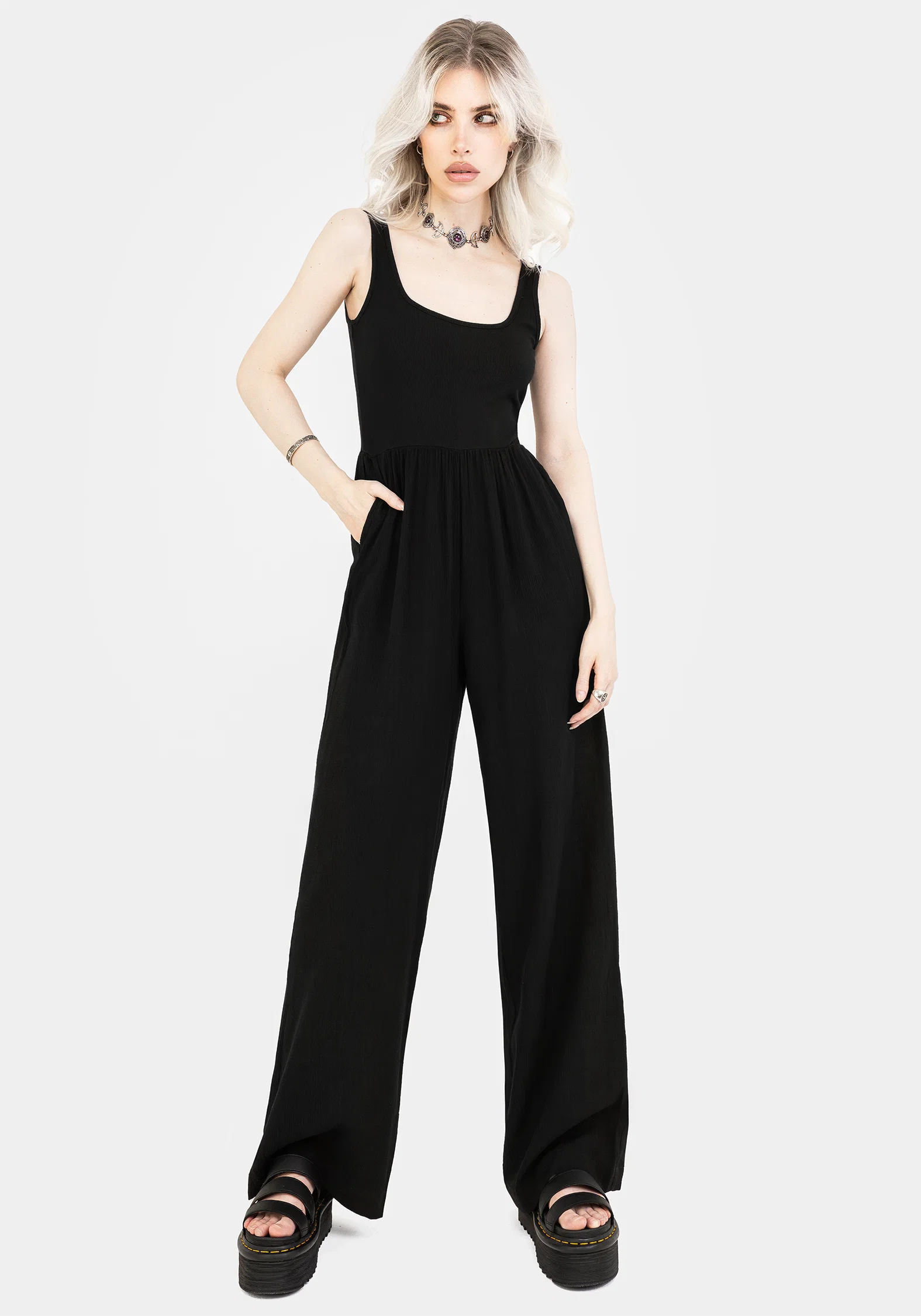 Herne Contrast Wide Leg Jumpsuit - Image 5