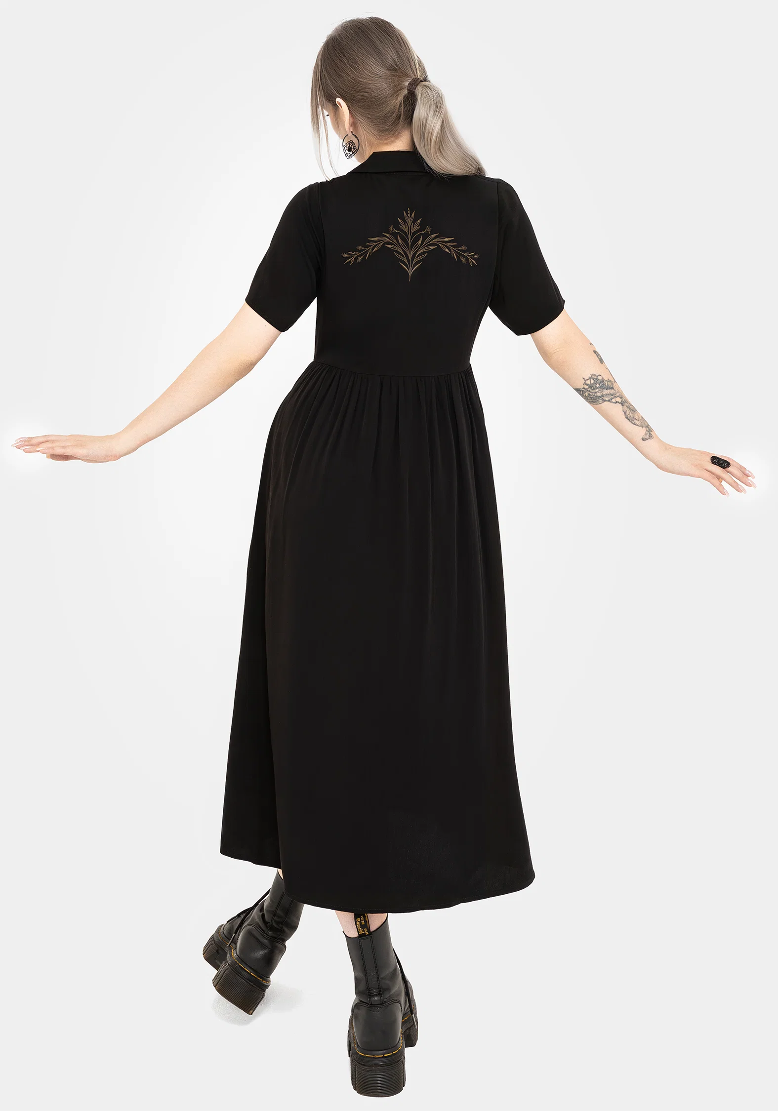 Hester Embroidered Button Up Midi Shirt Dress - Image 3