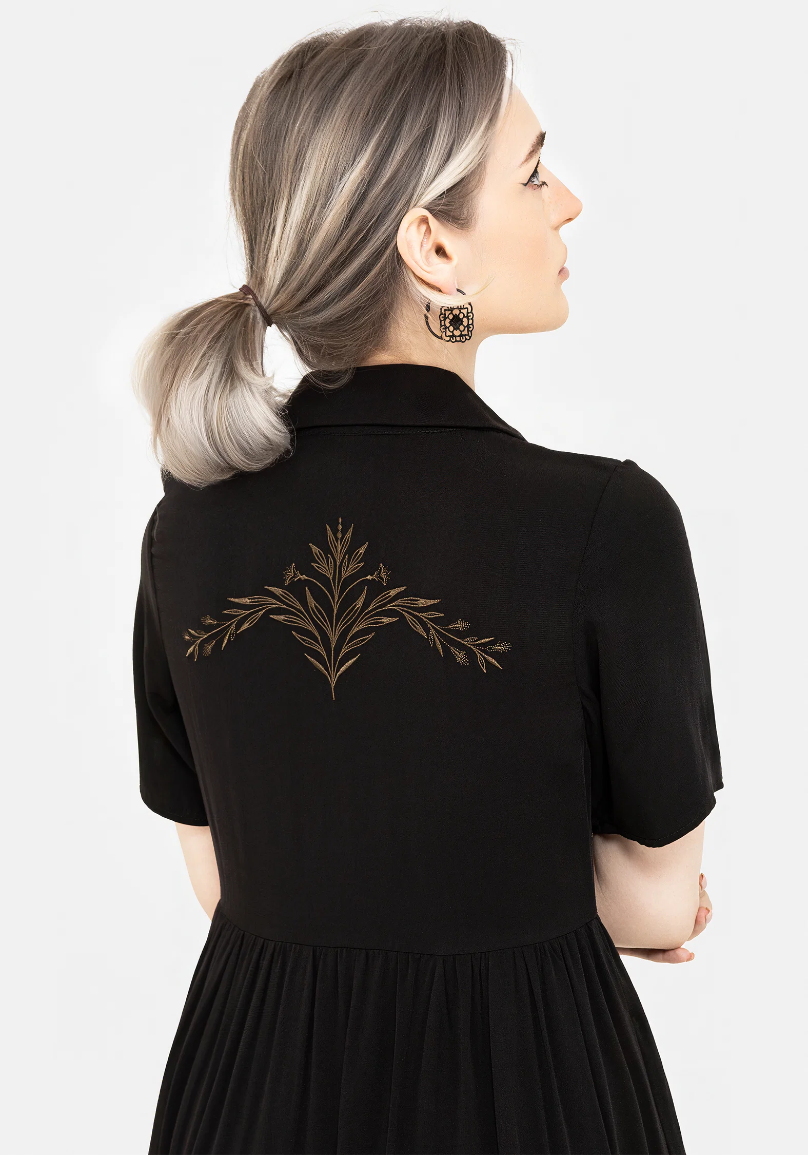 Hester Embroidered Button Up Midi Shirt Dress - Image 6