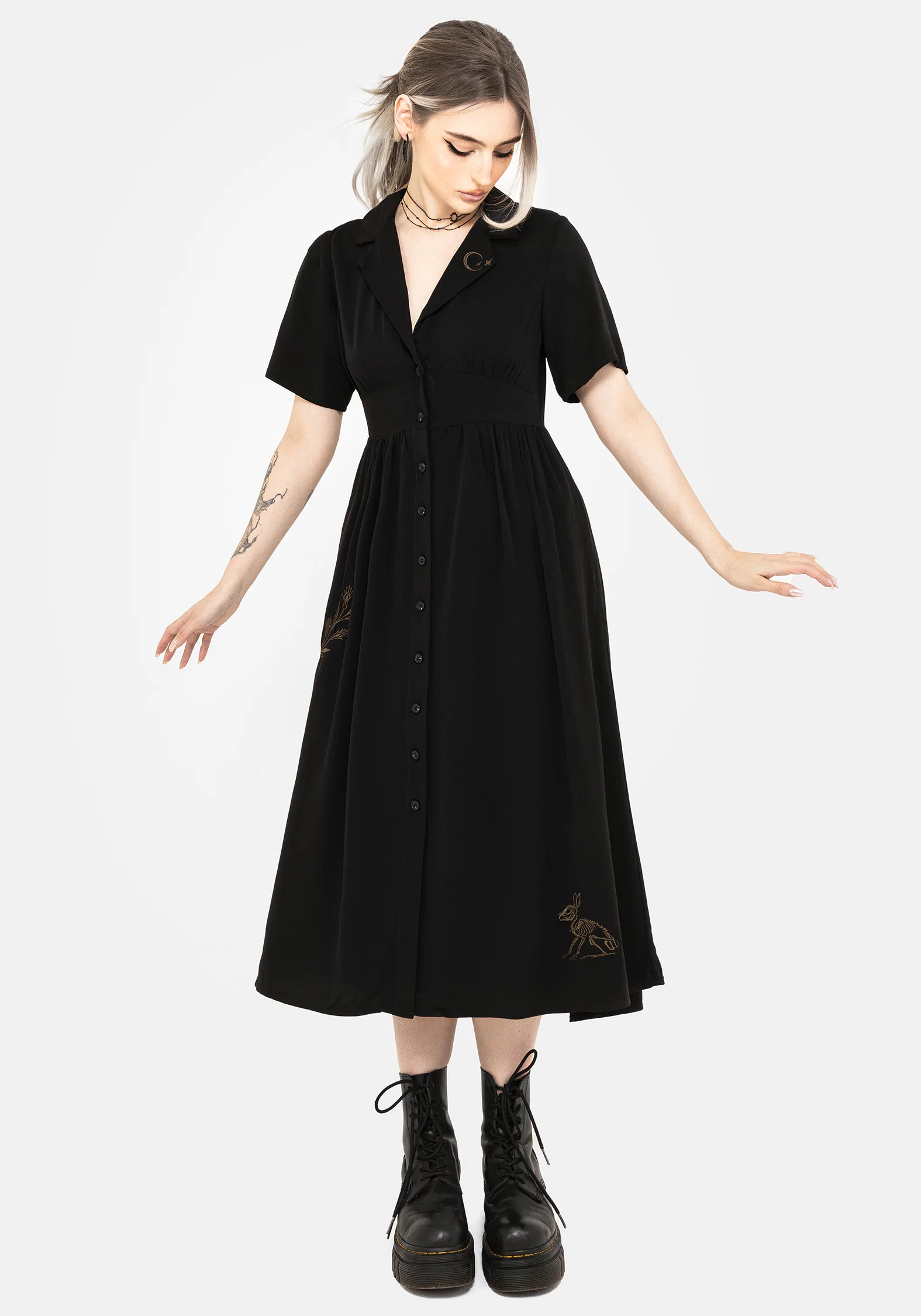 Hester Embroidered Button Up Midi Shirt Dress - Image 8