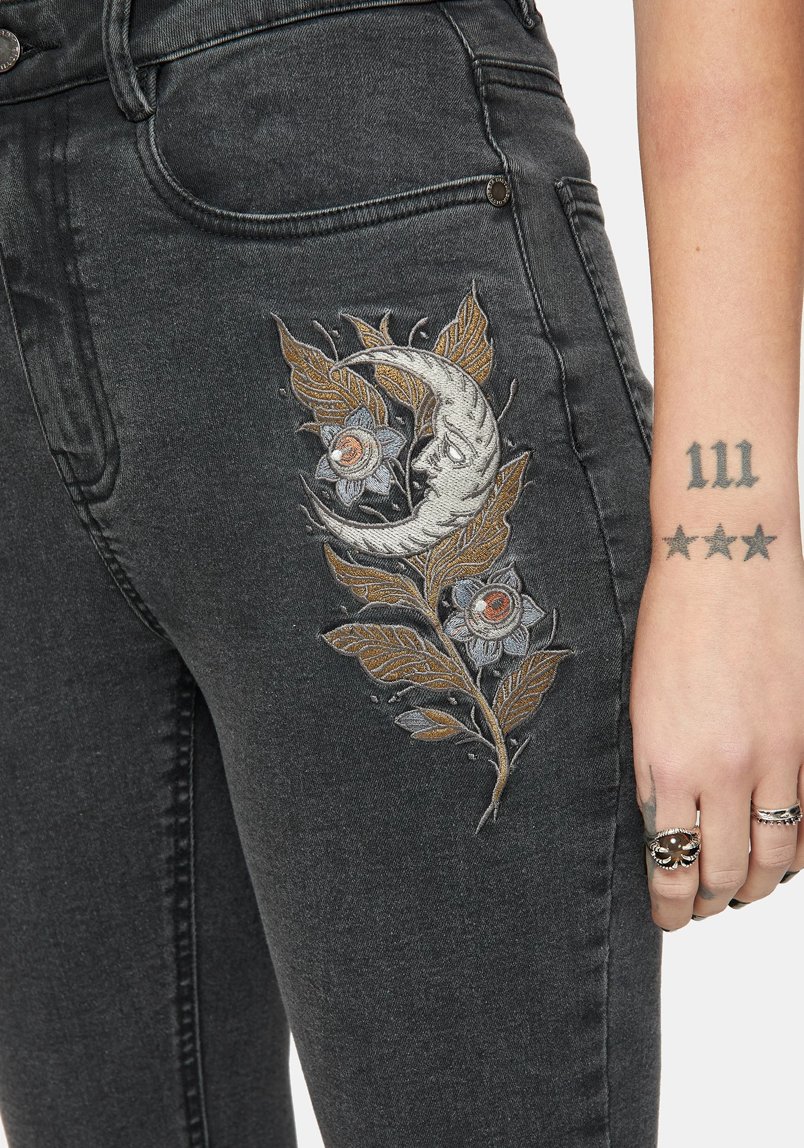 Hexborn Baba Yaga Embroidered Denim Skinny Jean - Image 2
