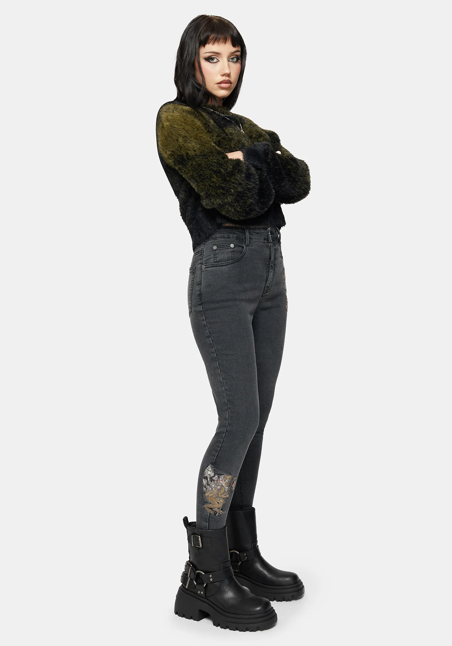 Hexborn Baba Yaga Embroidered Denim Skinny Jean - Image 7