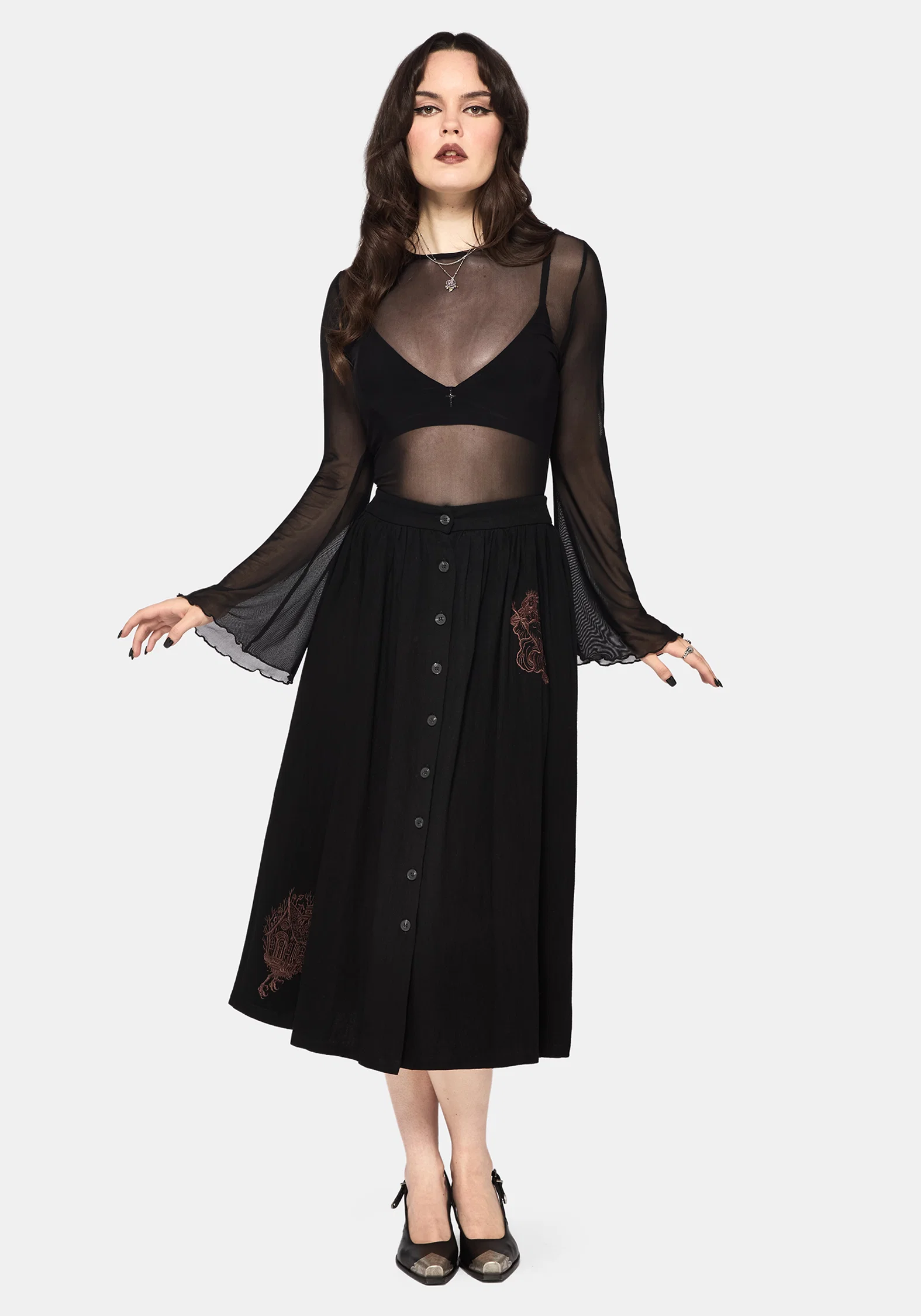 Hexborn Baba Yaga Embroidered Midi Skirt - Image 7