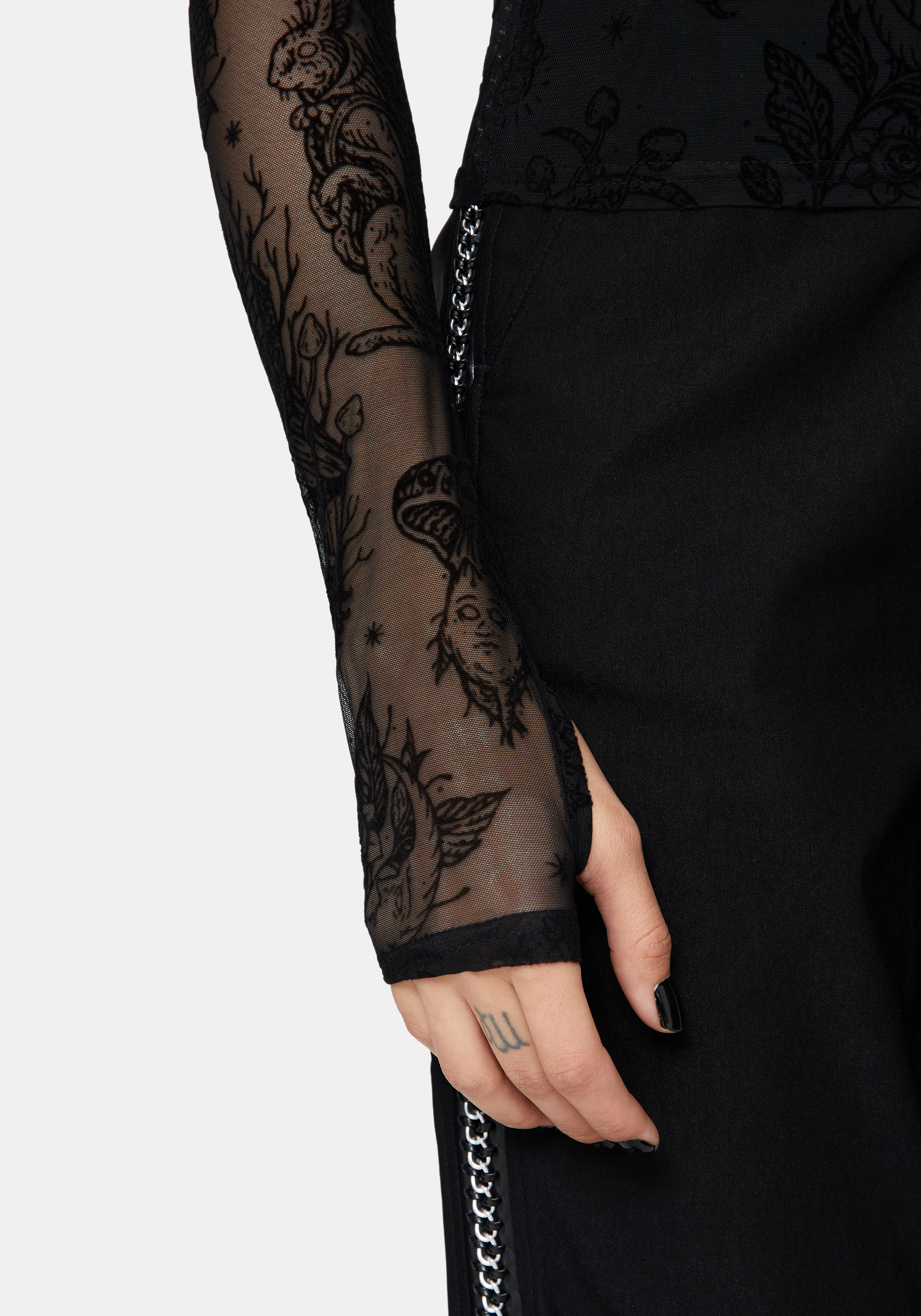 Hexborn Baba Yaga Flocked Long Sleeve Top - Image 5