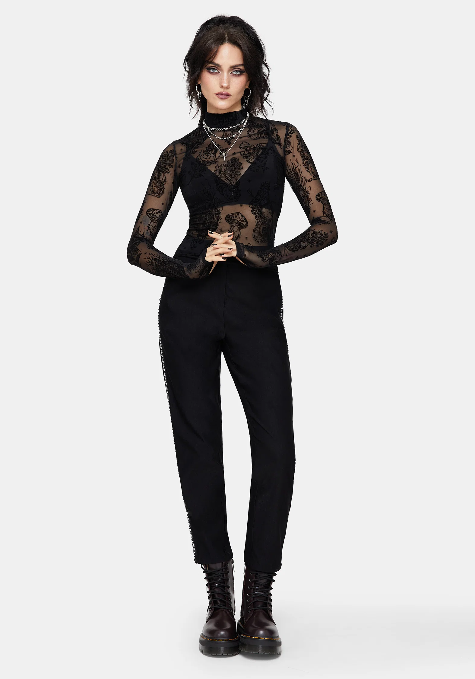 Hexborn Baba Yaga Flocked Long Sleeve Top - Image 6