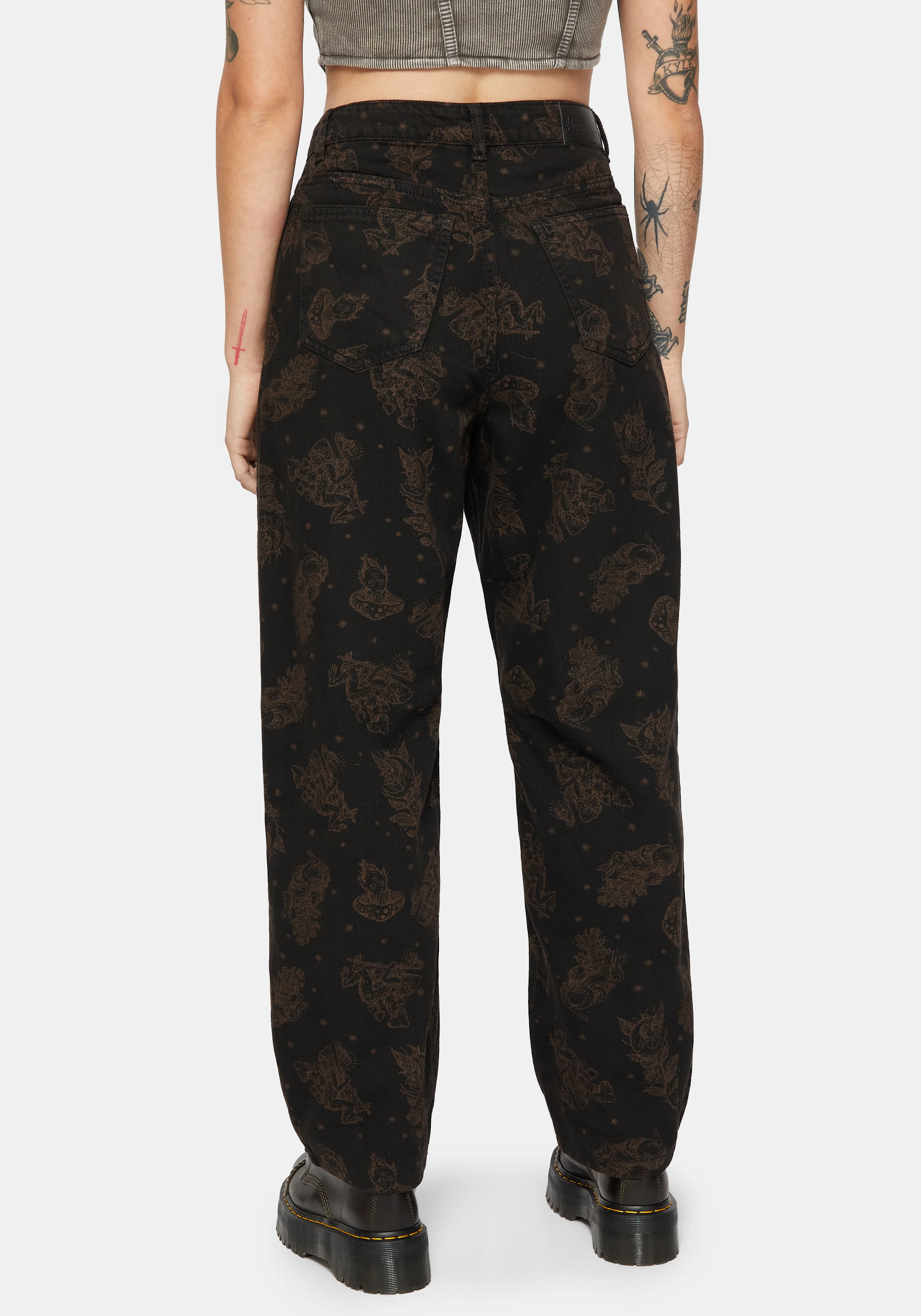 Hexborn Baba Yaga Printed Barrel Leg Denim Jean - Image 3