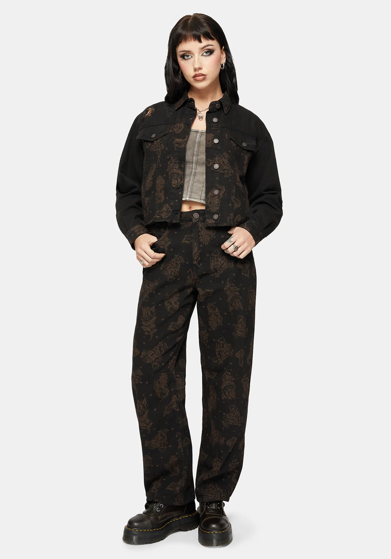 Hexborn Baba Yaga Printed Barrel Leg Denim Jean - Image 5