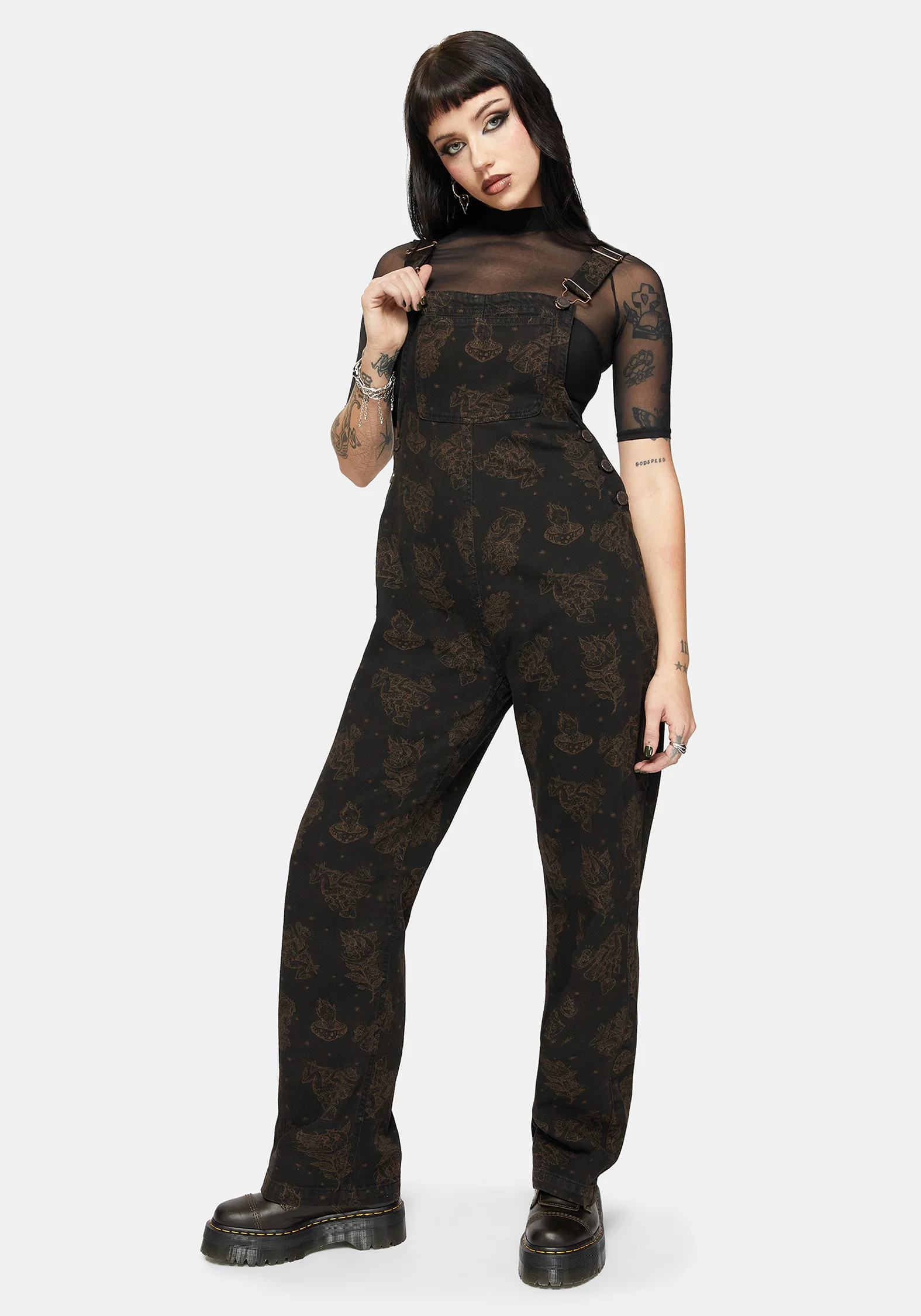 Hexborn Baba Yaga Printed Denim Dungarees - Image 6