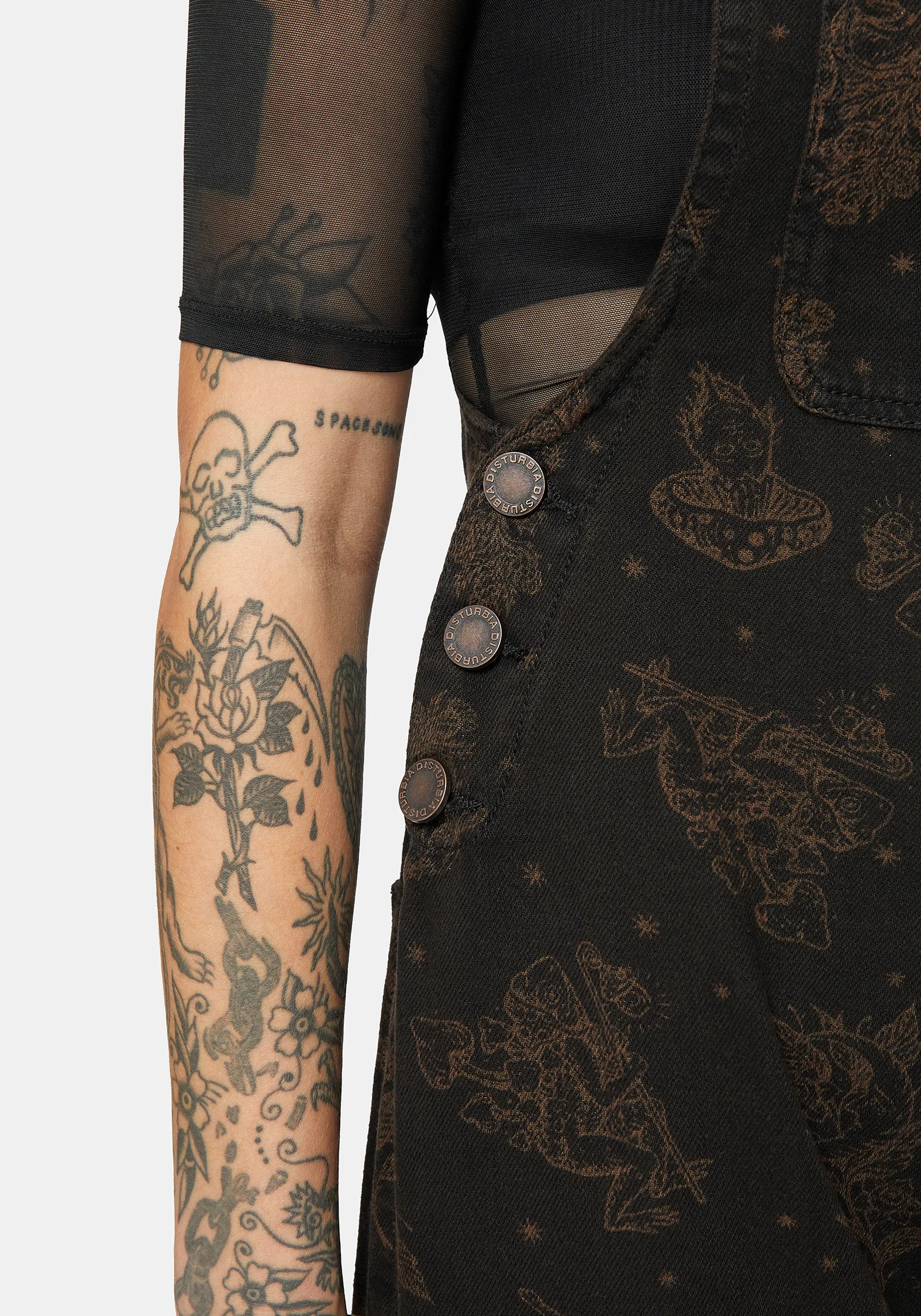 Hexborn Baba Yaga Printed Denim Dungarees - Image 7