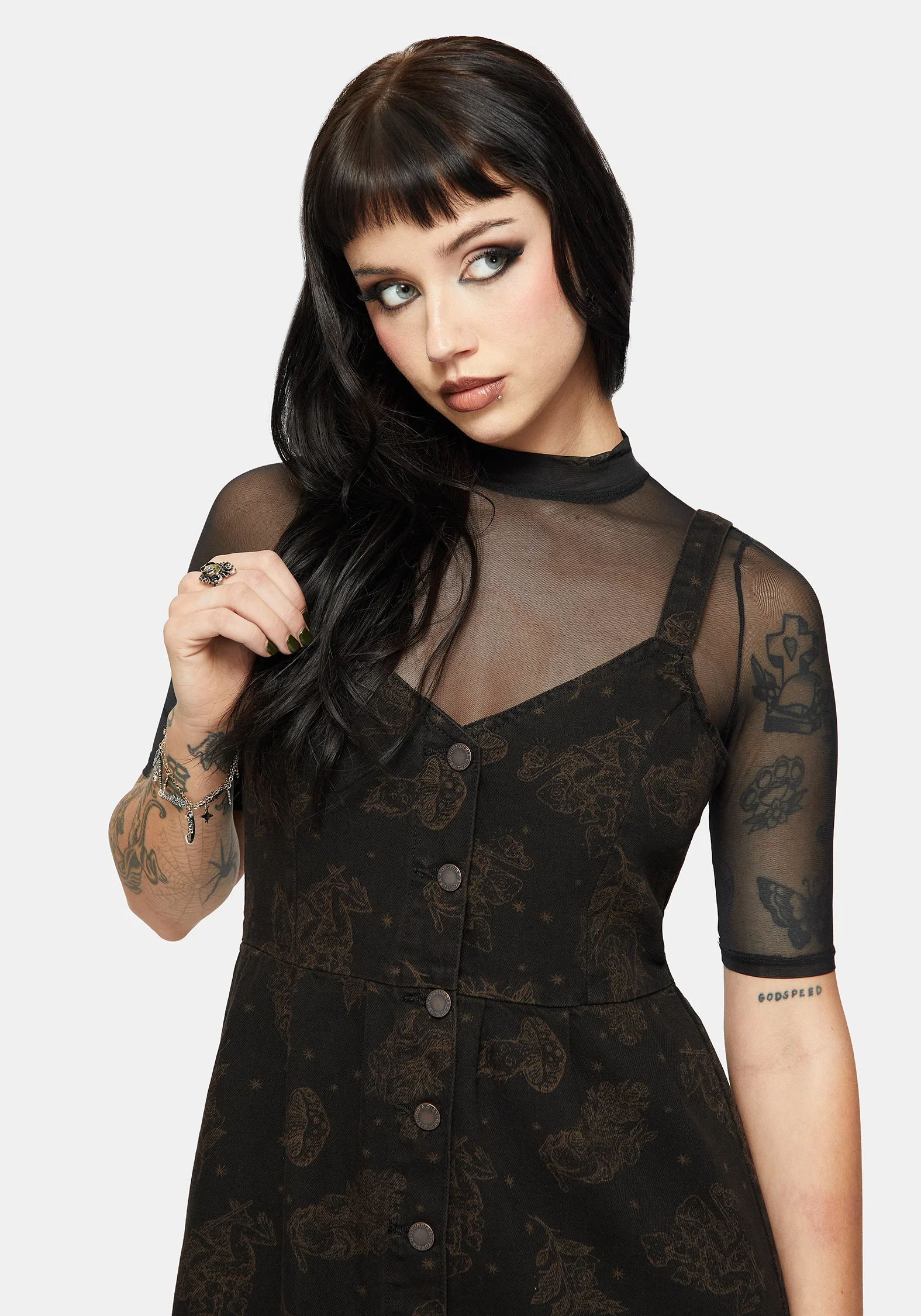 Hexborn Baba Yaga Printed Denim Mini Dress - Image 2