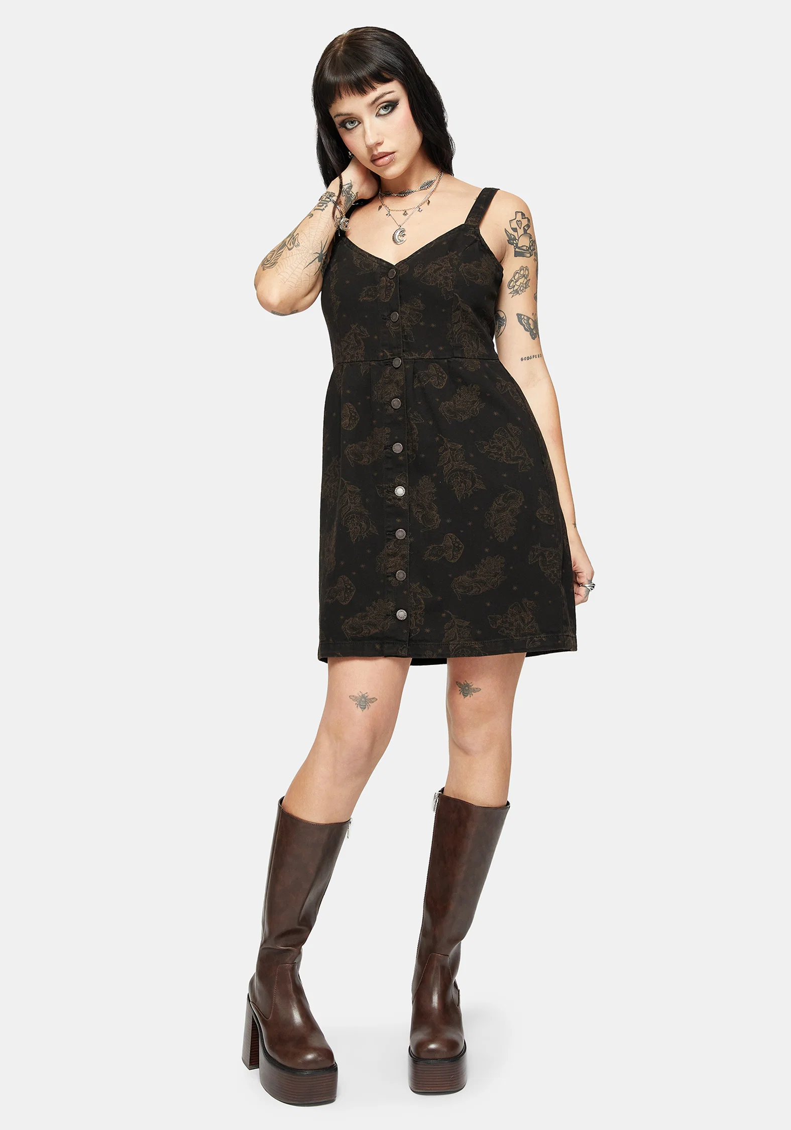 Hexborn Baba Yaga Printed Denim Mini Dress - Image 5