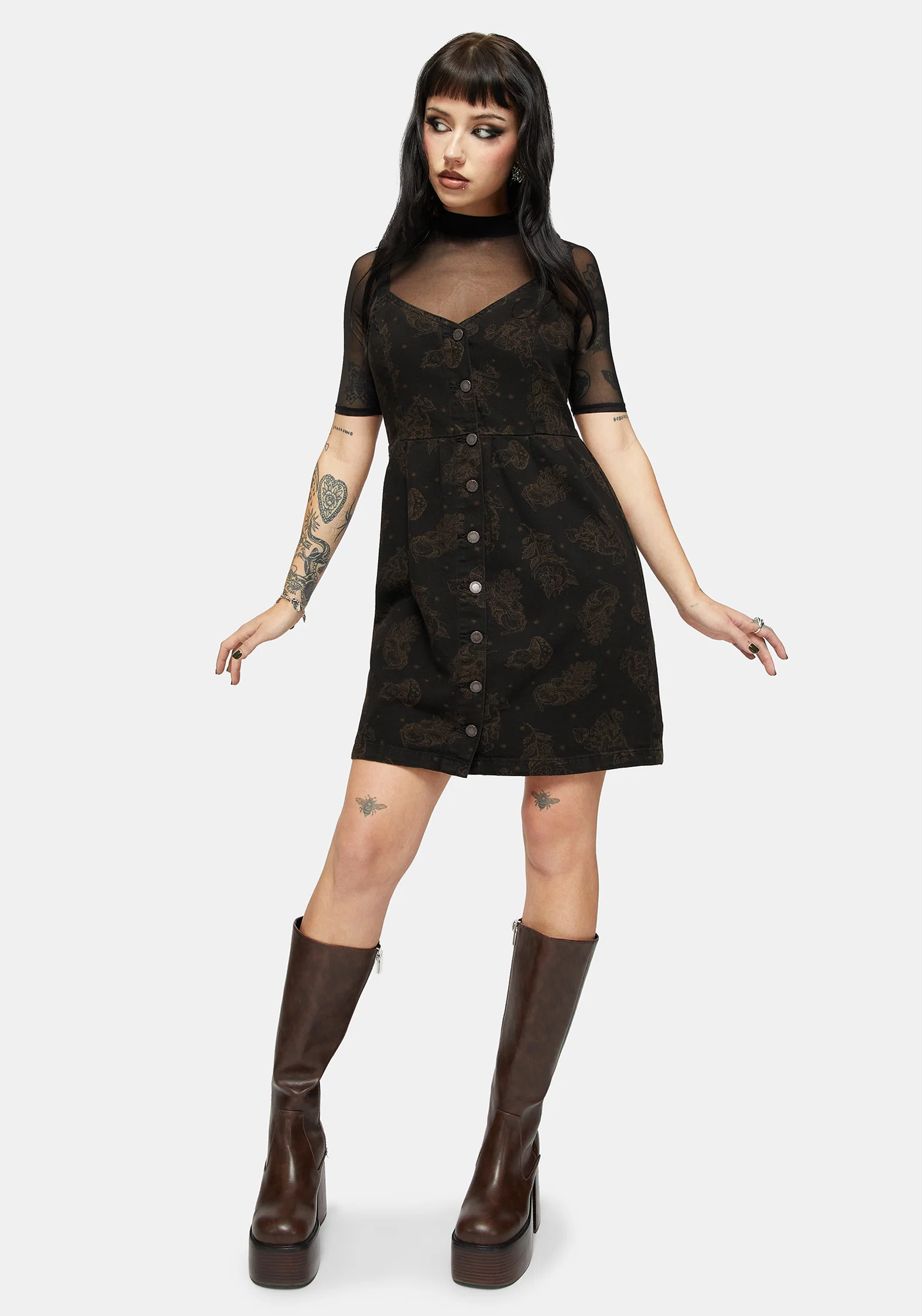Hexborn Baba Yaga Printed Denim Mini Dress - Image 6