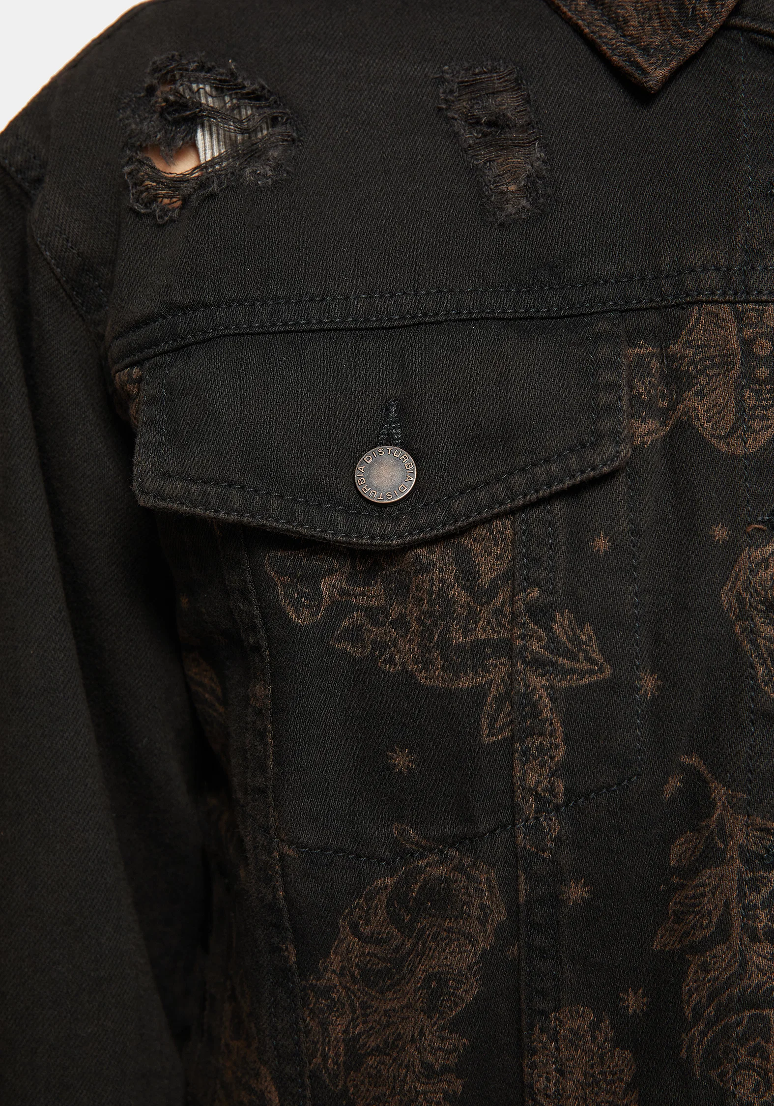 Hexborn Baba Yaga Printed Spliced Denim Jacket - Image 2