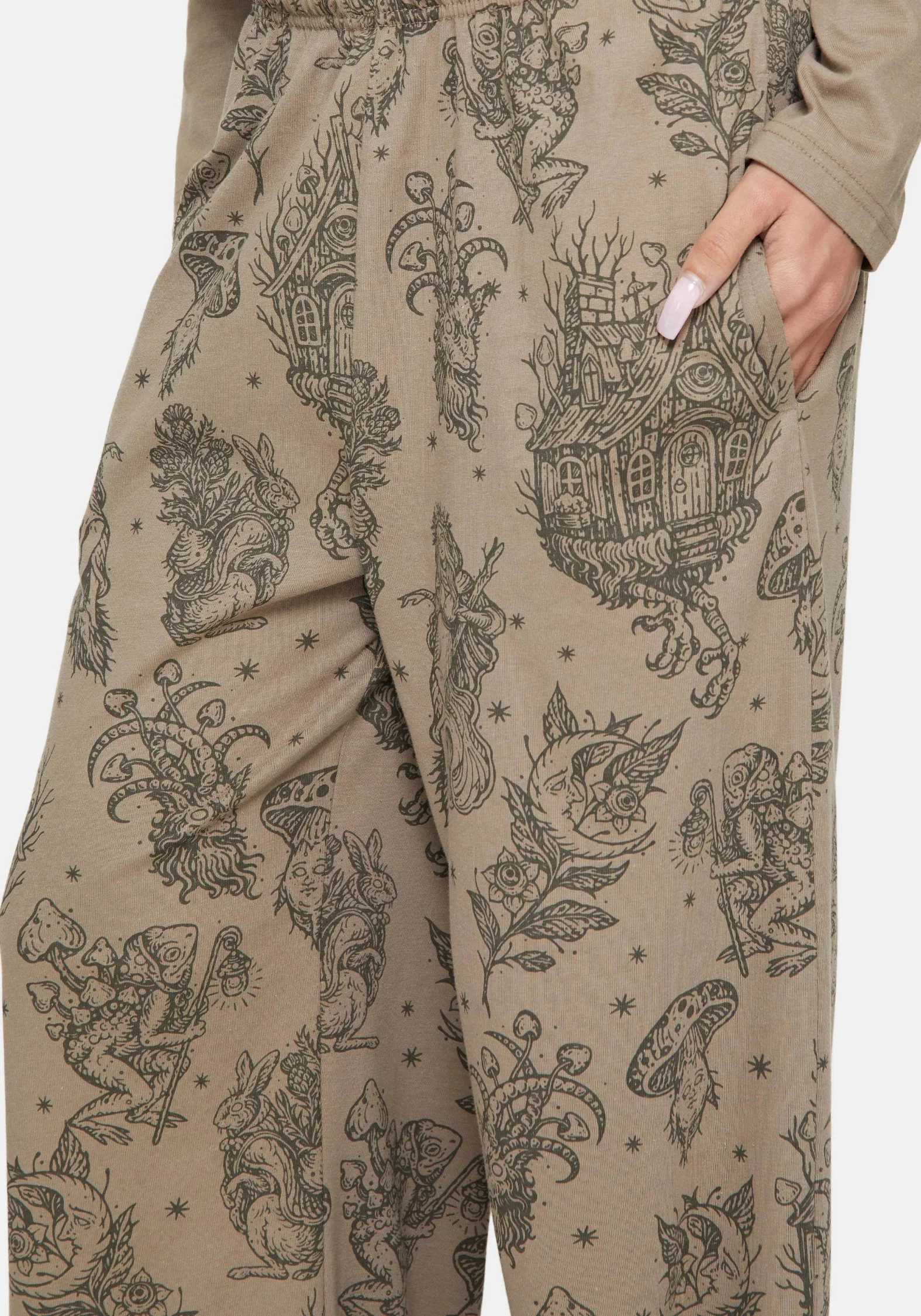 Hexborn Baba Yaga Printed Wide Leg Pyjama Bottoms - Image 2