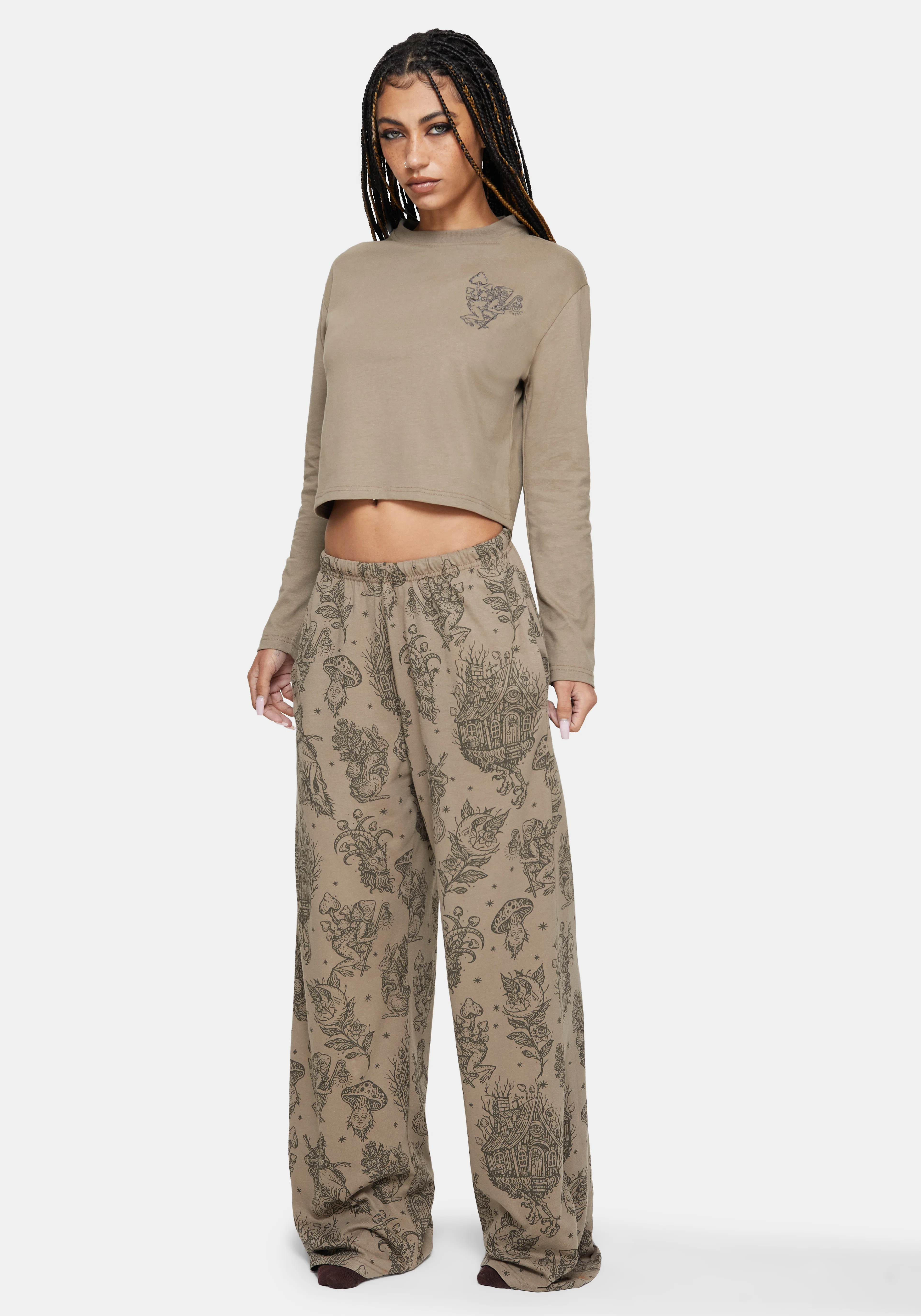 Hexborn Baba Yaga Printed Wide Leg Pyjama Bottoms - Image 4