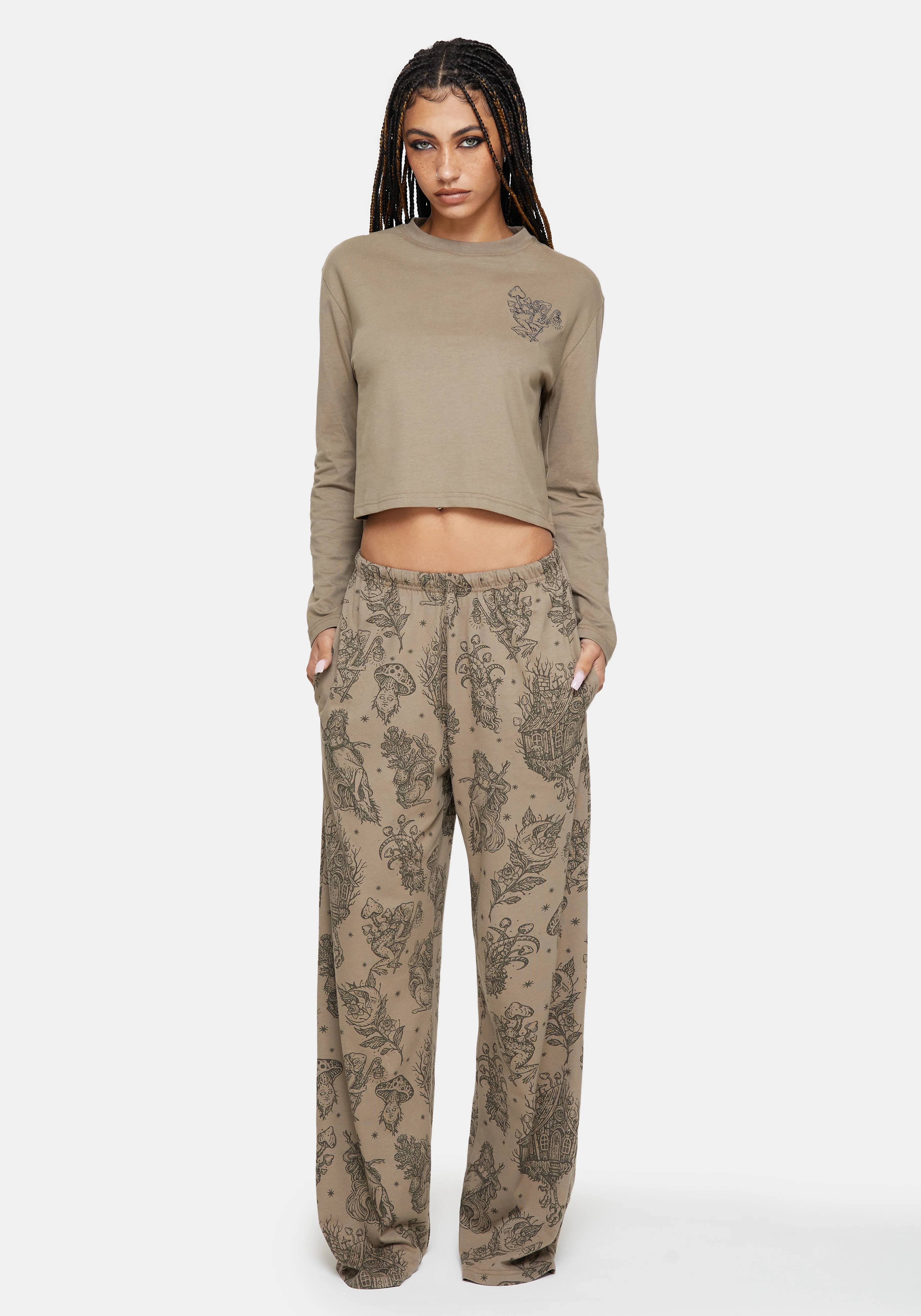 Hexborn Baba Yaga Printed Wide Leg Pyjama Bottoms - Image 5