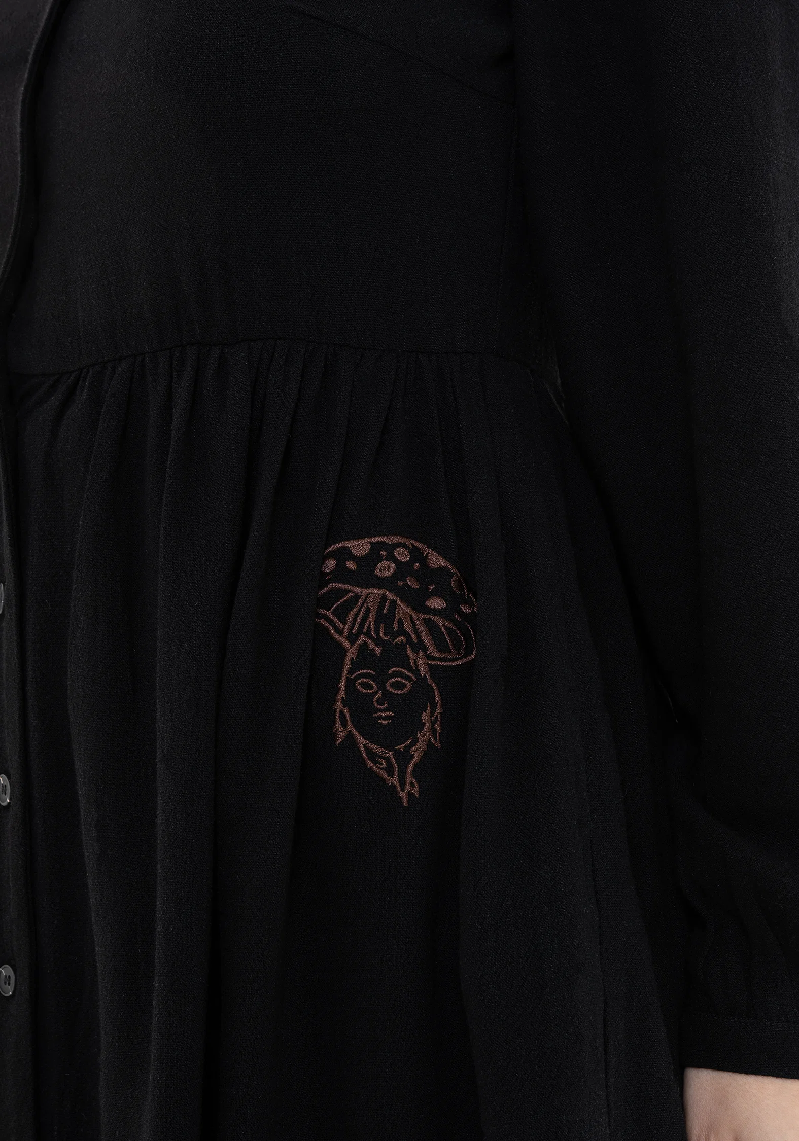 Hexborn Linen-Blend Baba Yaga Embroidered Long Sleeve Mini Dress - Image 5