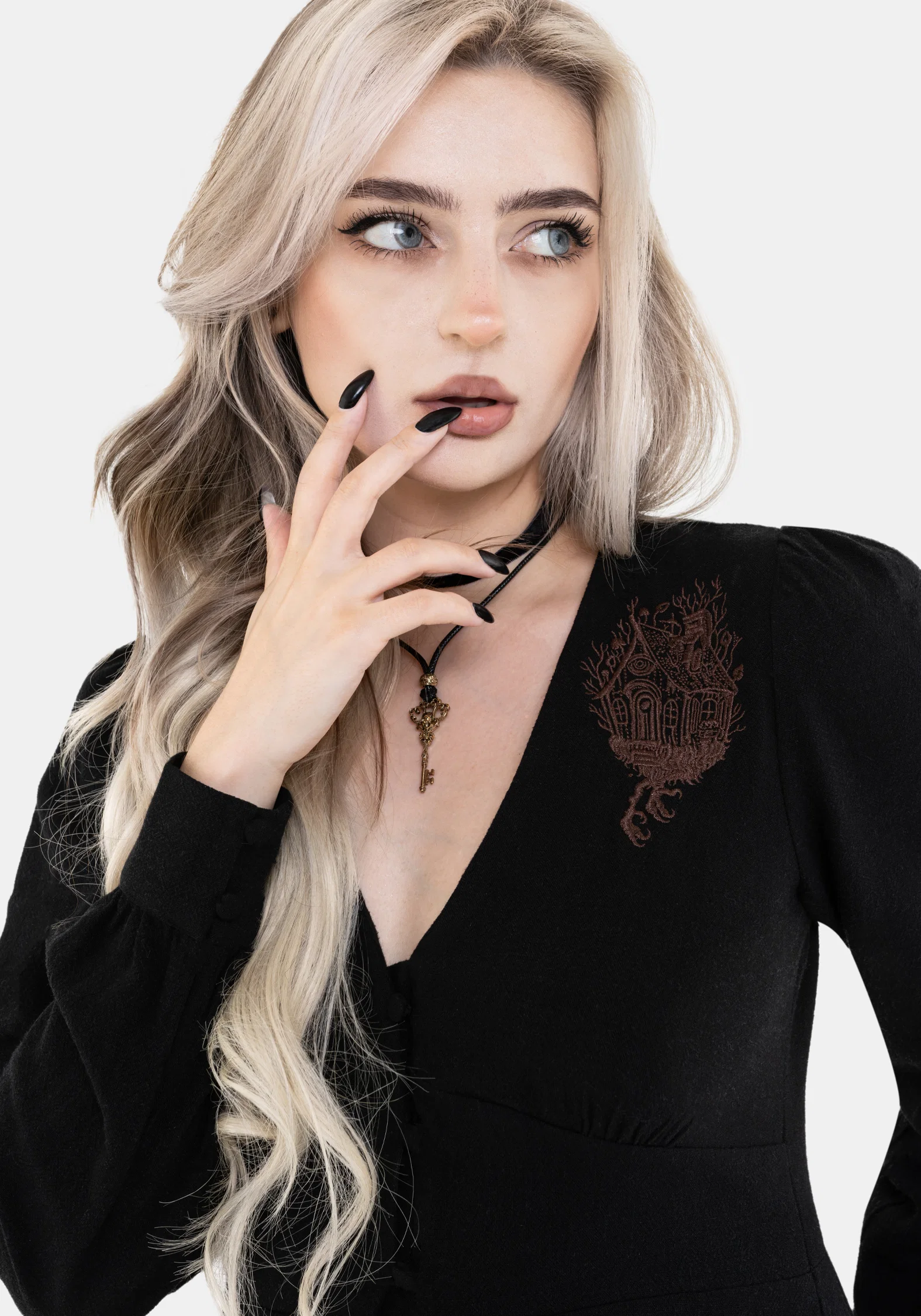Hexborn Linen-Blend Baba Yaga Embroidered Midi Dress - Image 2