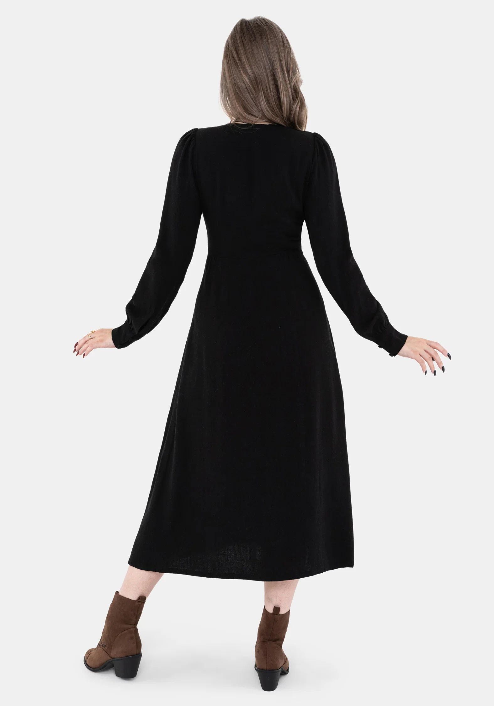 Hexborn Linen-Blend Baba Yaga Embroidered Midi Dress - Image 3