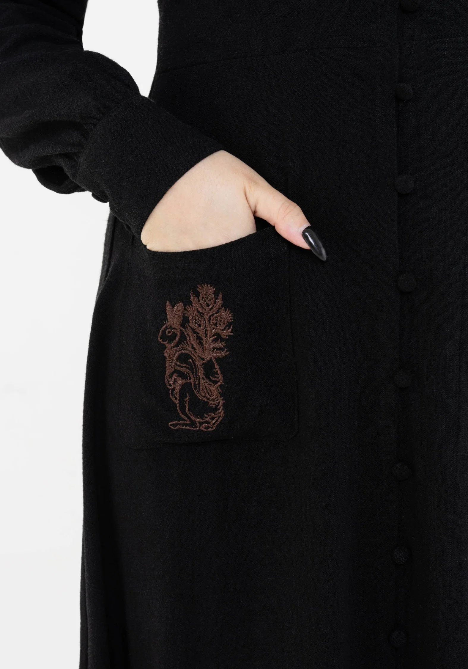 Hexborn Linen-Blend Baba Yaga Embroidered Midi Dress - Image 8