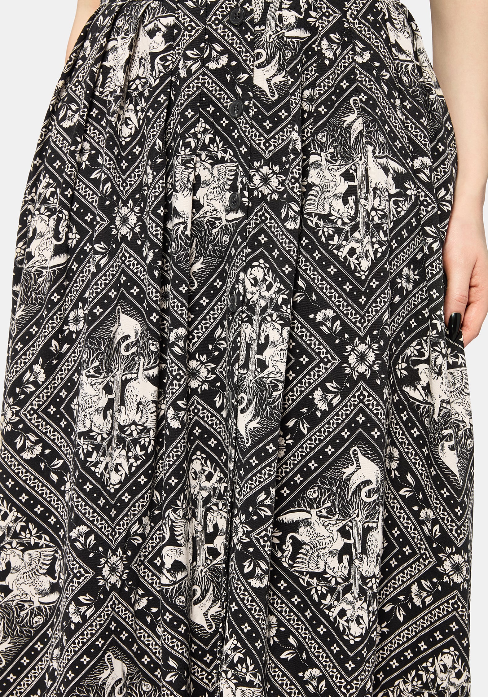Hexweave Print Button Down Pleated Midi Skirt - Image 8