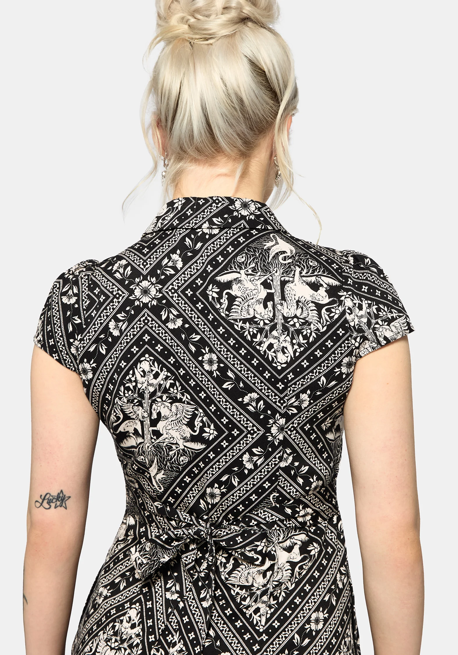 Hexweave Print Fitted Midi Shirt Dress - Image 5