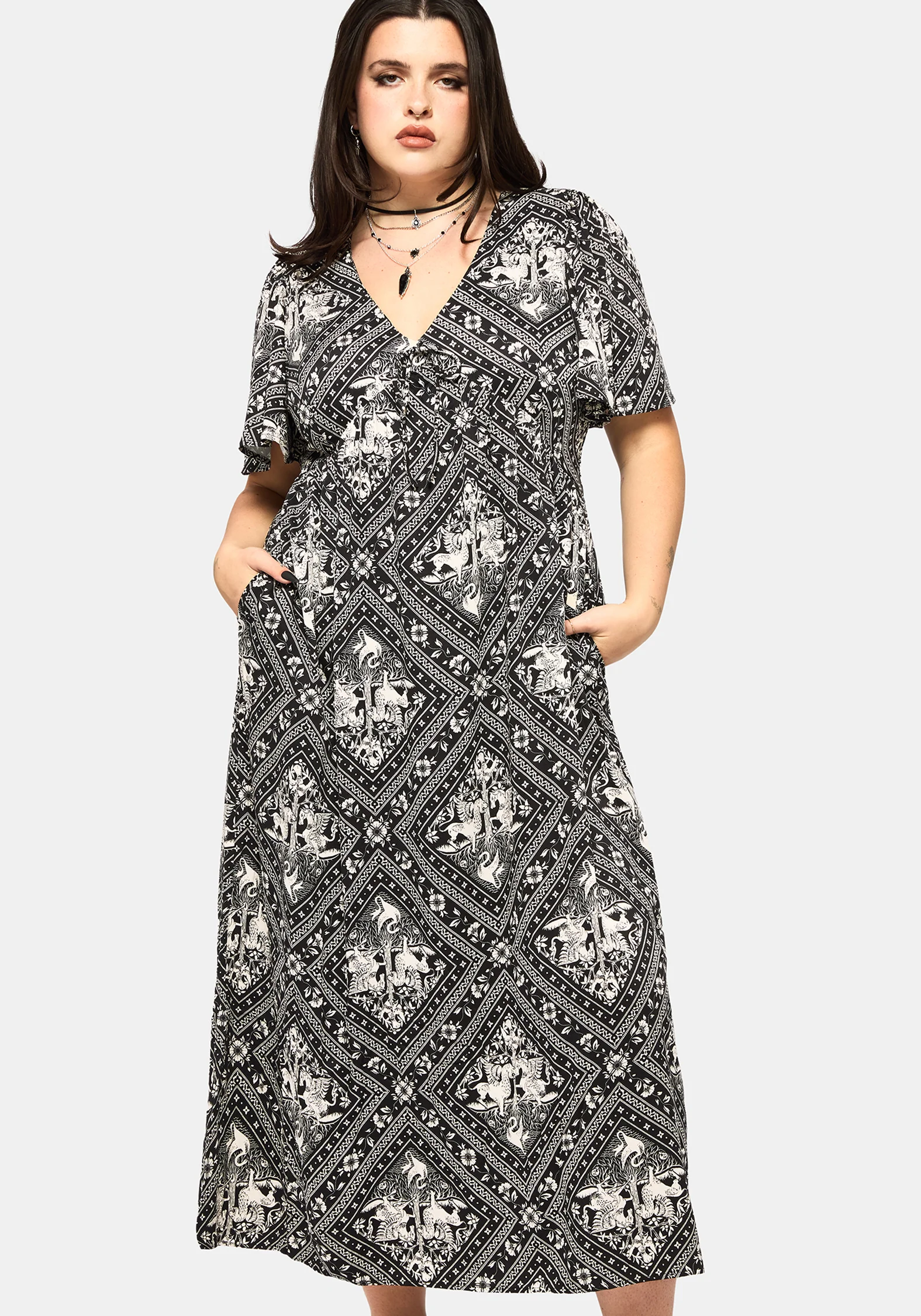 Hexweave Print Floaty Sleeve Maxi Dress - Image 8