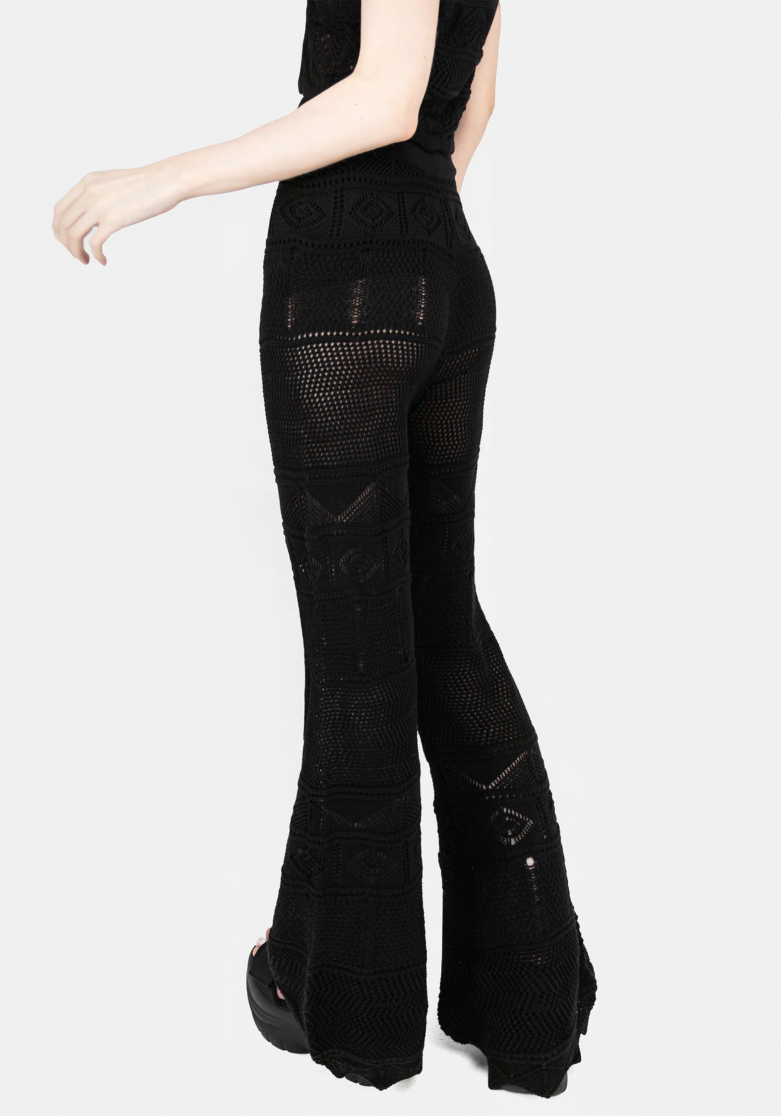 Hooked Pointelle Flare Trousers - Image 4